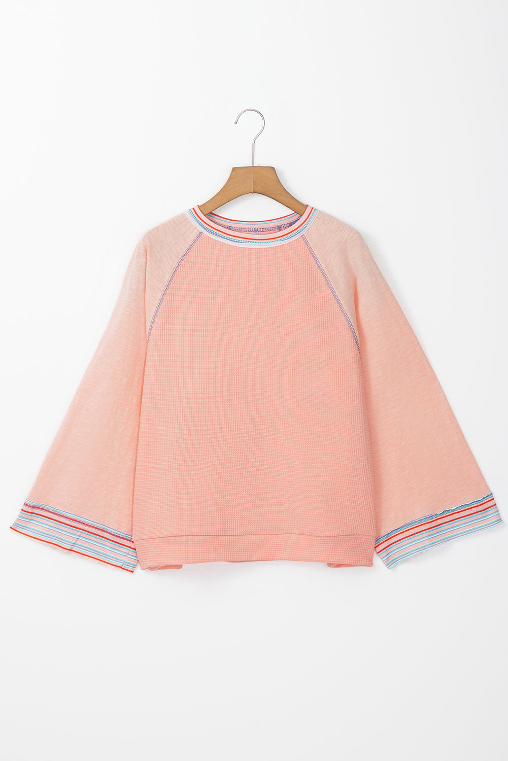 Waffle Knit Patchwork Raglan Top