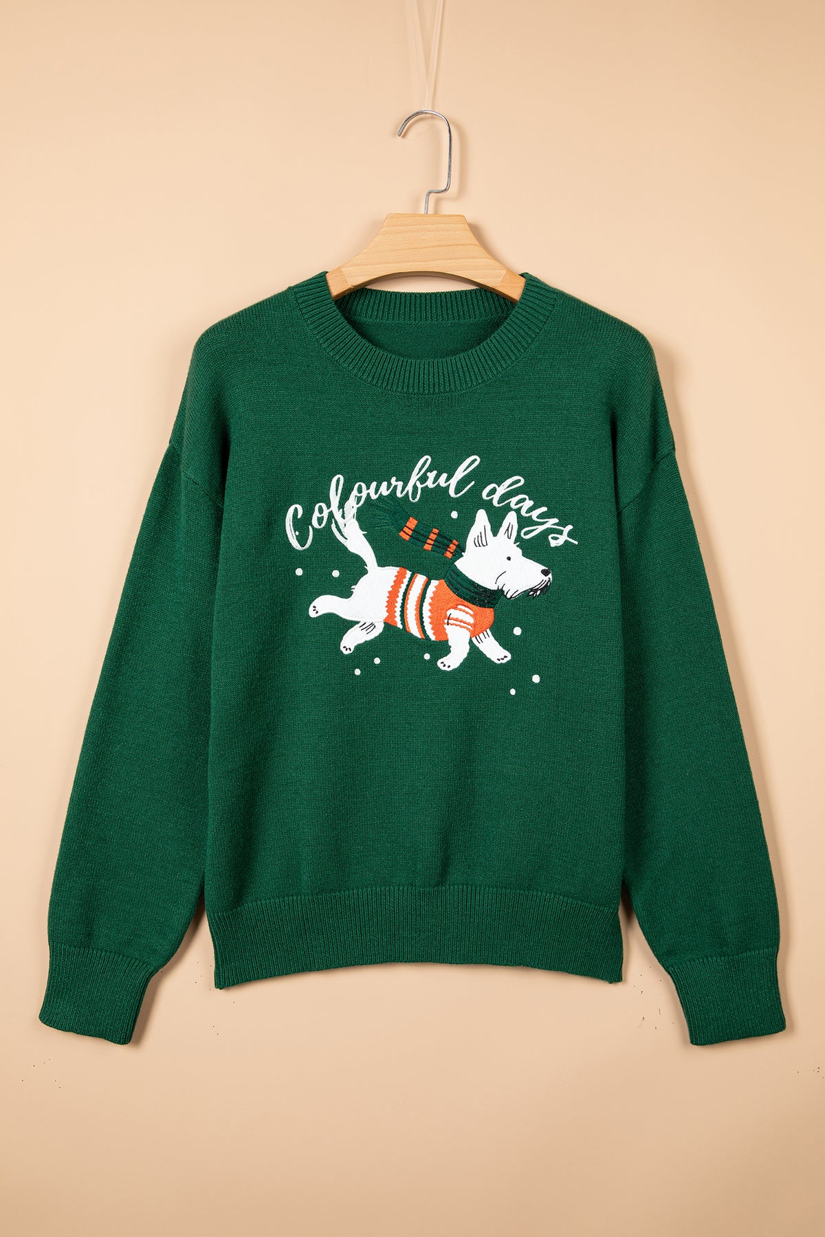 PRE-ORDER: Dog Embroidery Christmas Fashion Round Neck Sweater