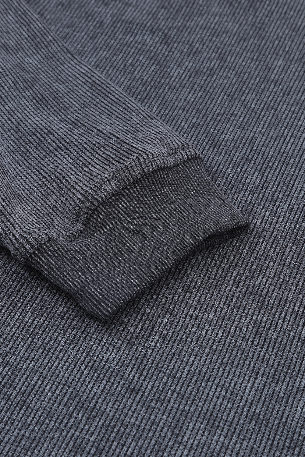 Solid Ribbed Knit Round Neck Pullover Sweatshirt