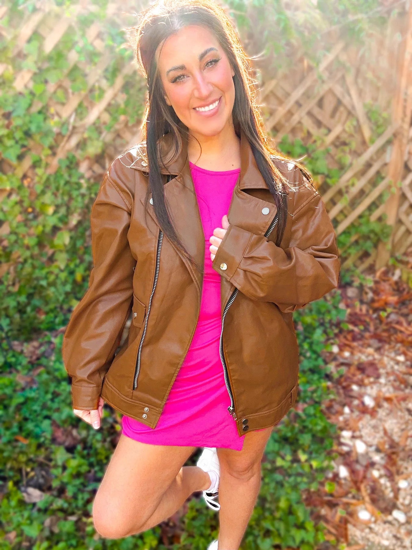 Ollie Oversized Vegan Leather Biker Jacket