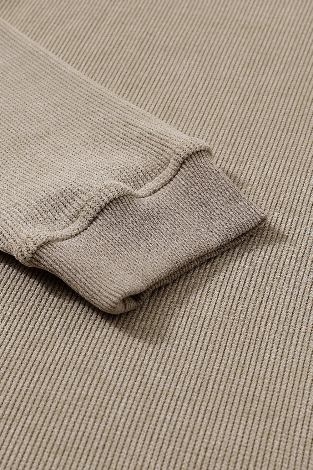 Solid Ribbed Knit Round Neck Pullover Sweatshirt