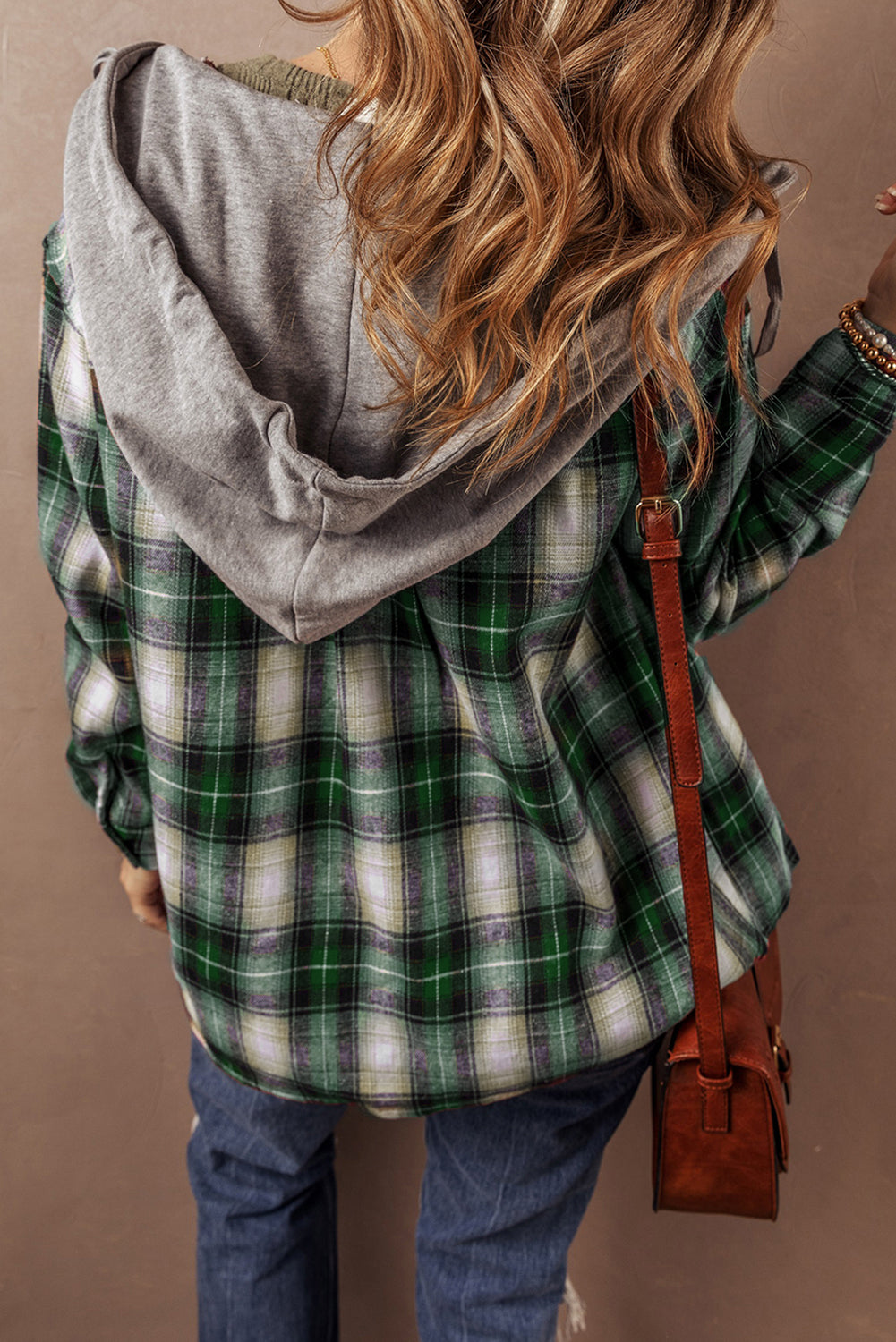 Plaid Buttoned Hooded Shacket