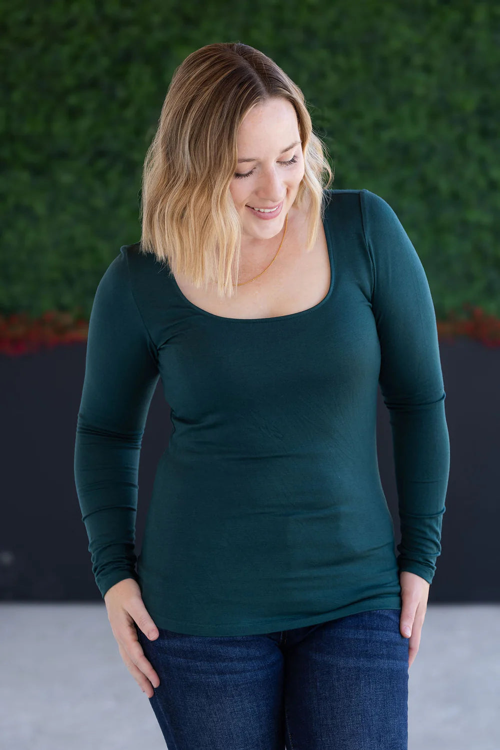 Alyssa Long Sleeve Top - Hunter Green