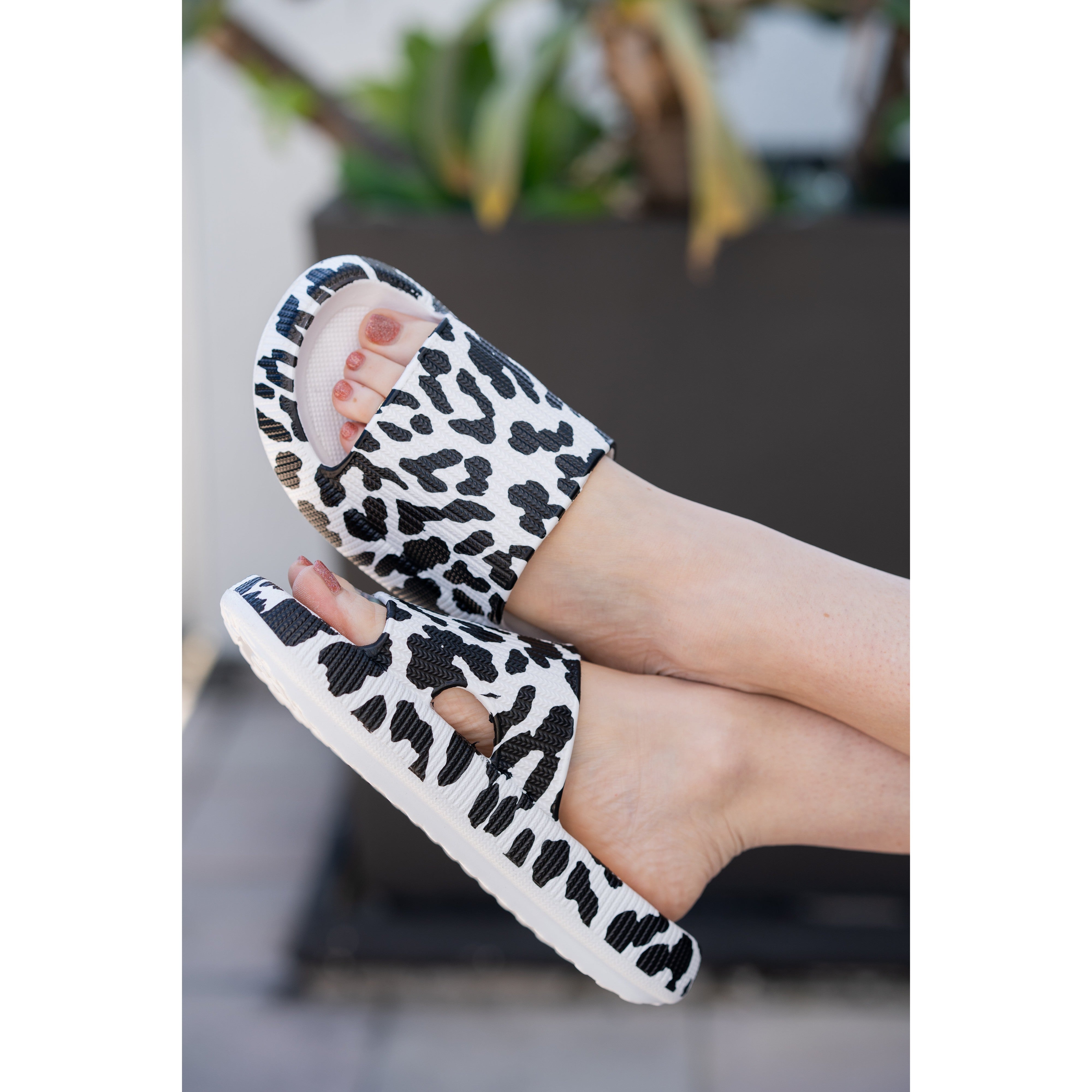 White Leopard Insanely Comfy Beach or Casual Slides