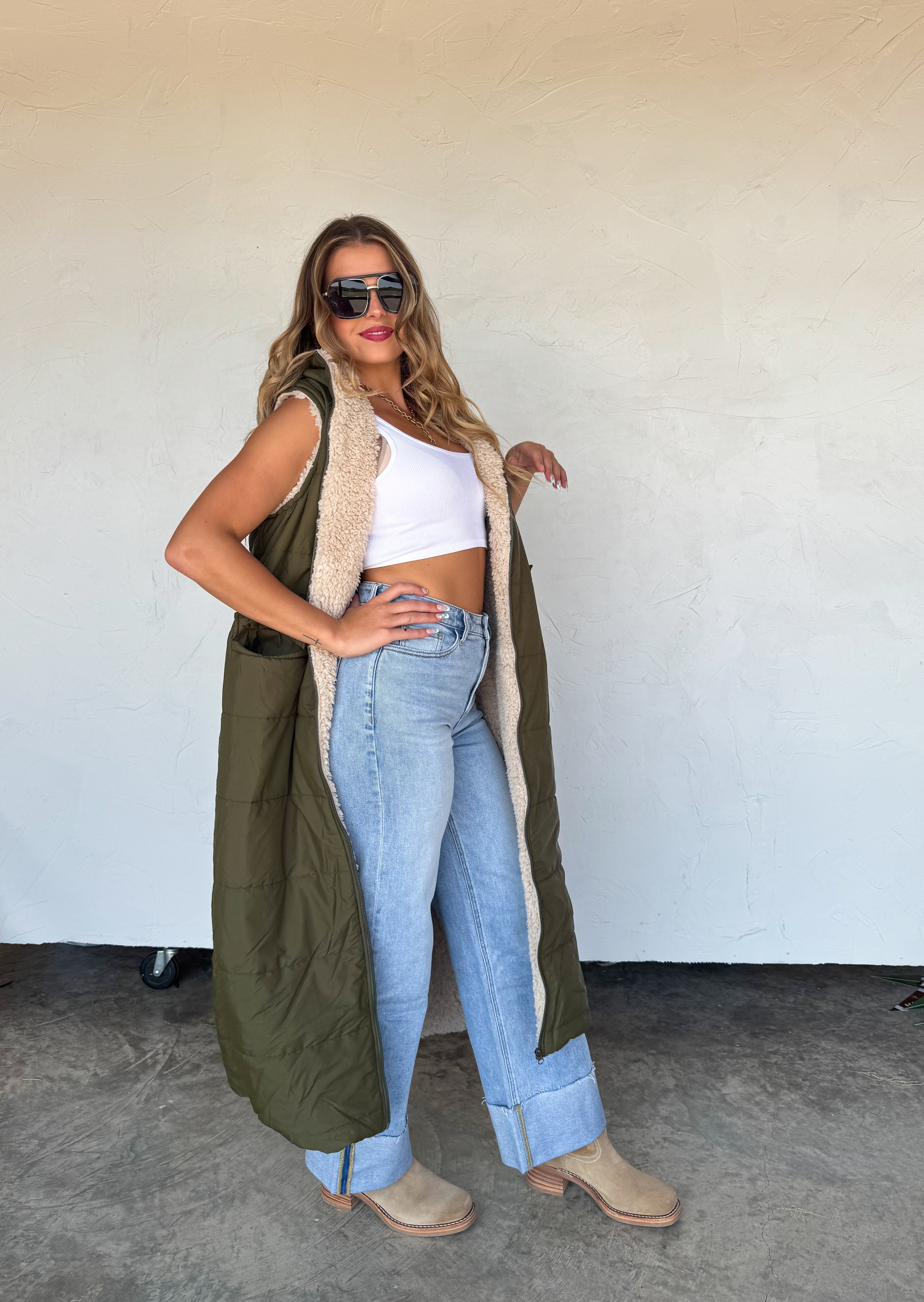 PRE-ORDER: REVERSIBLE SHERPA PUFFER VEST