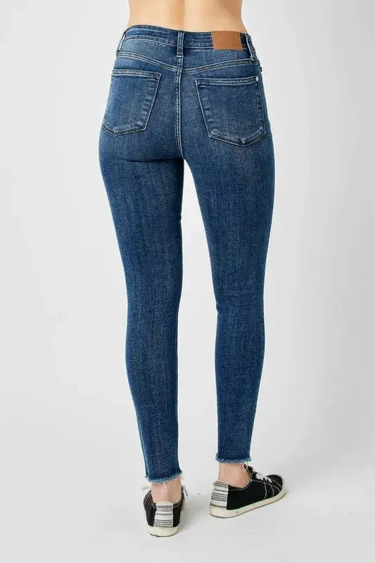 High Waist Distressed Skinny Leg Jeans