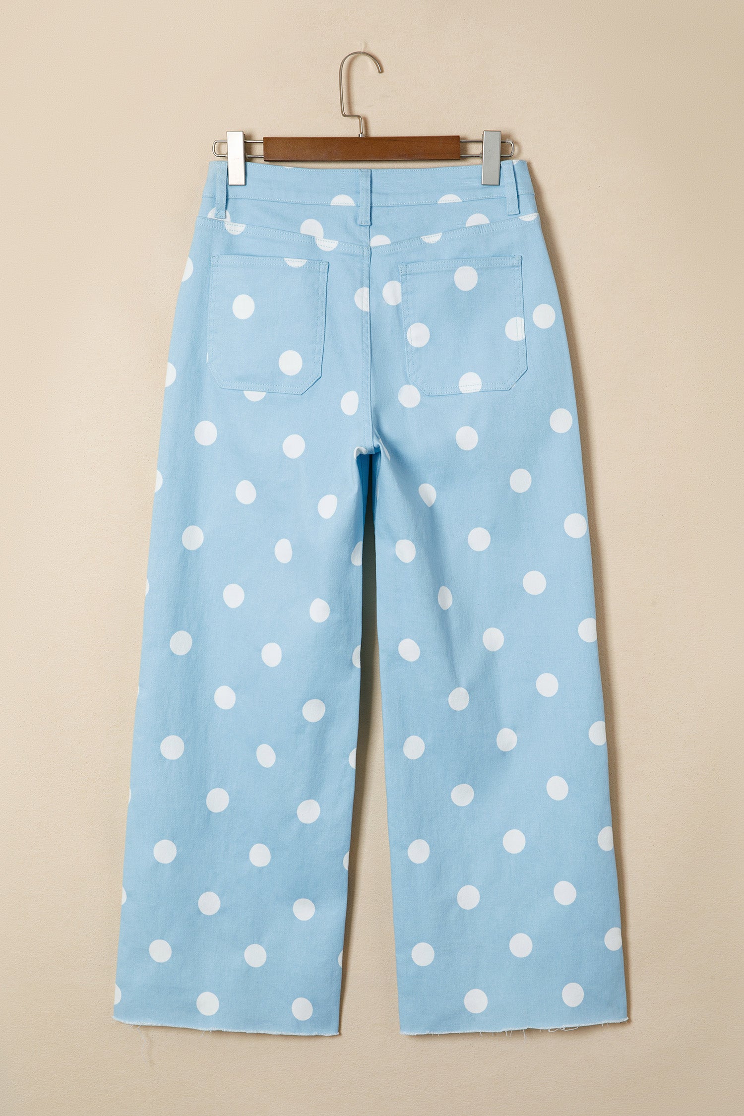 PRE-ORDER: Polka Dot Print Raw Hem Shift Jeans