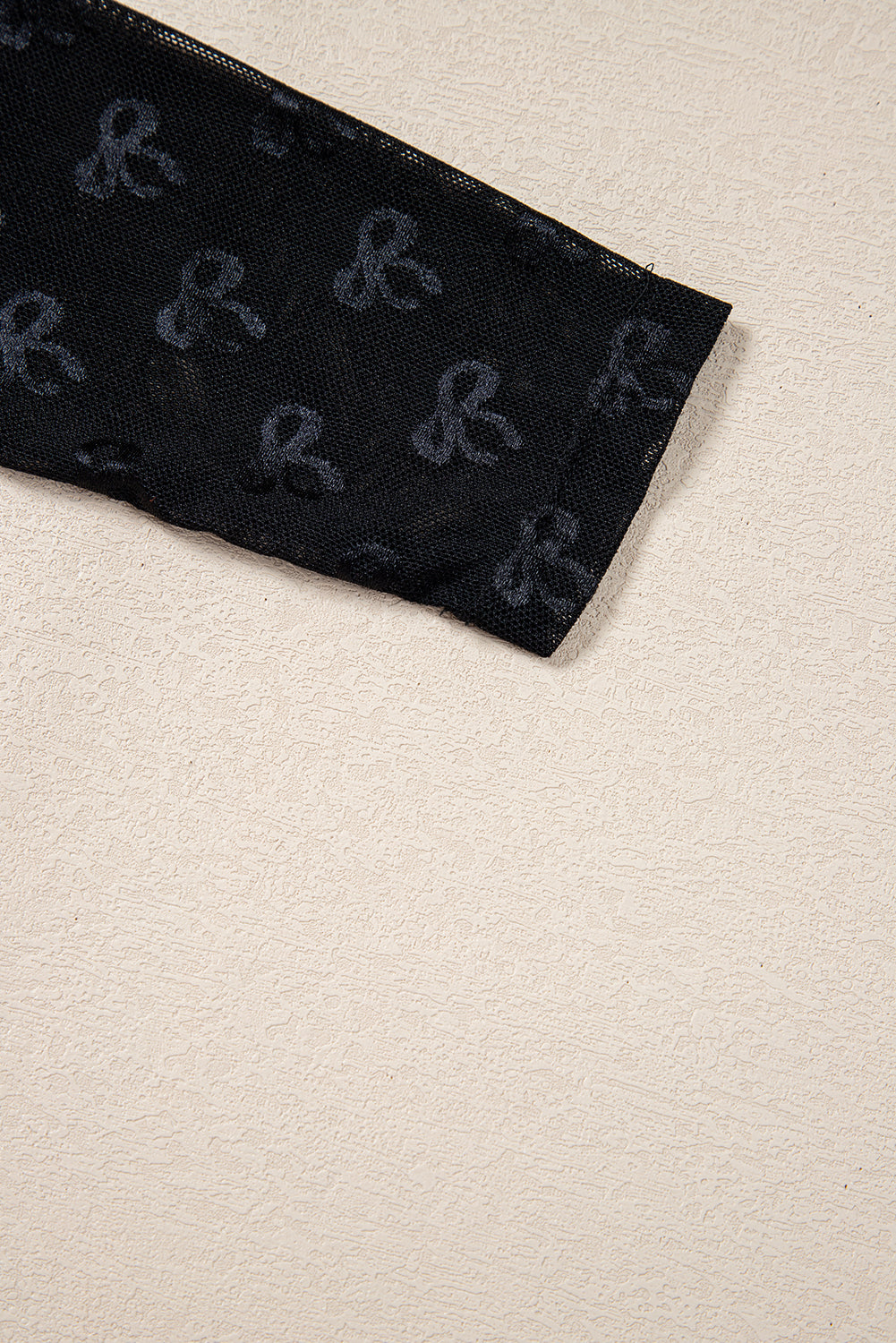 PRE-ORDER: Bow Pattern Long Sleeve Slim Fit Mesh Top