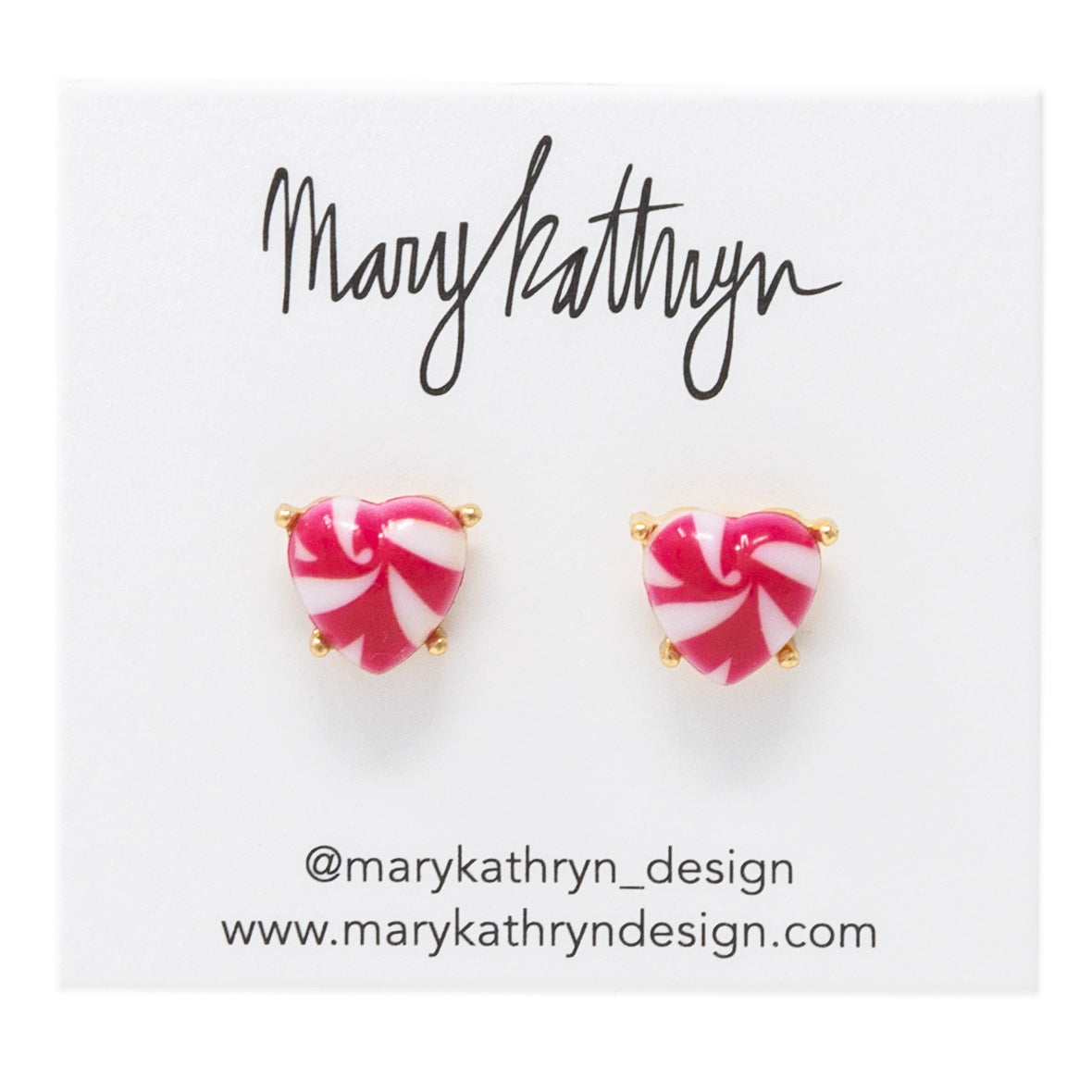 Candy Cane Swirl Heart Studs
