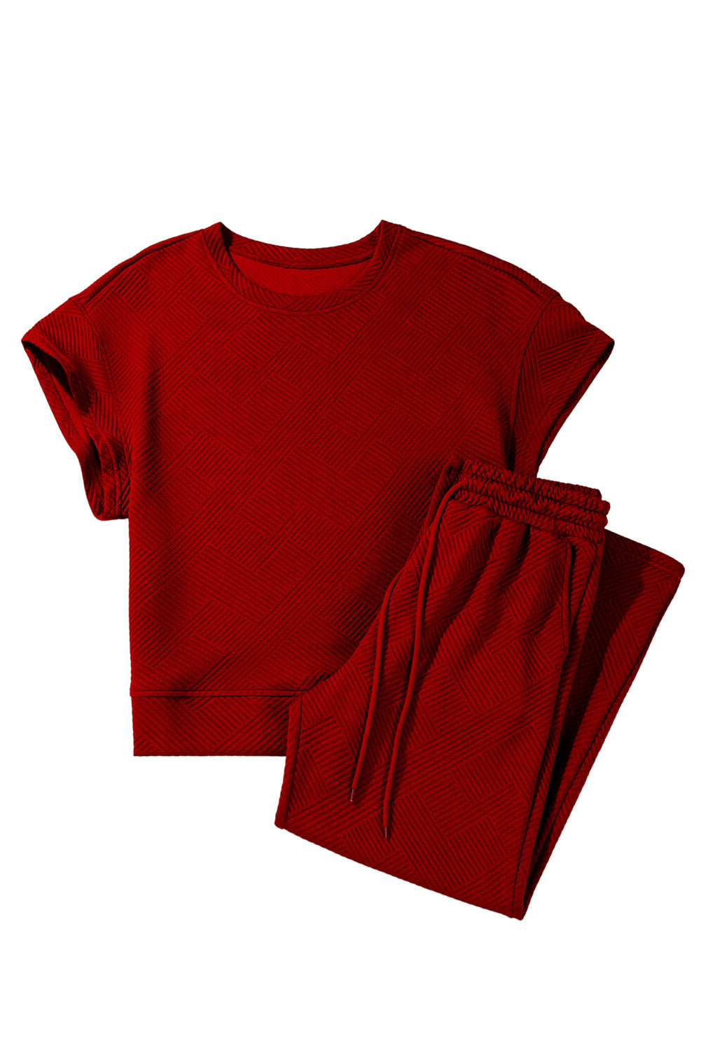 Textured Loose Fit Tee and Pants Set