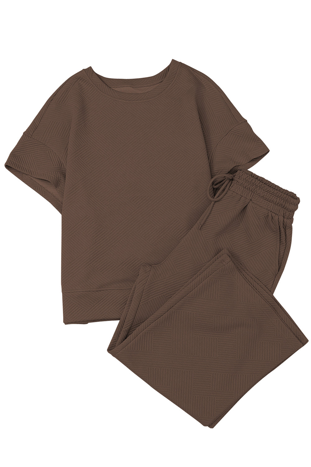 Textured Loose Fit Tee and Pants Set