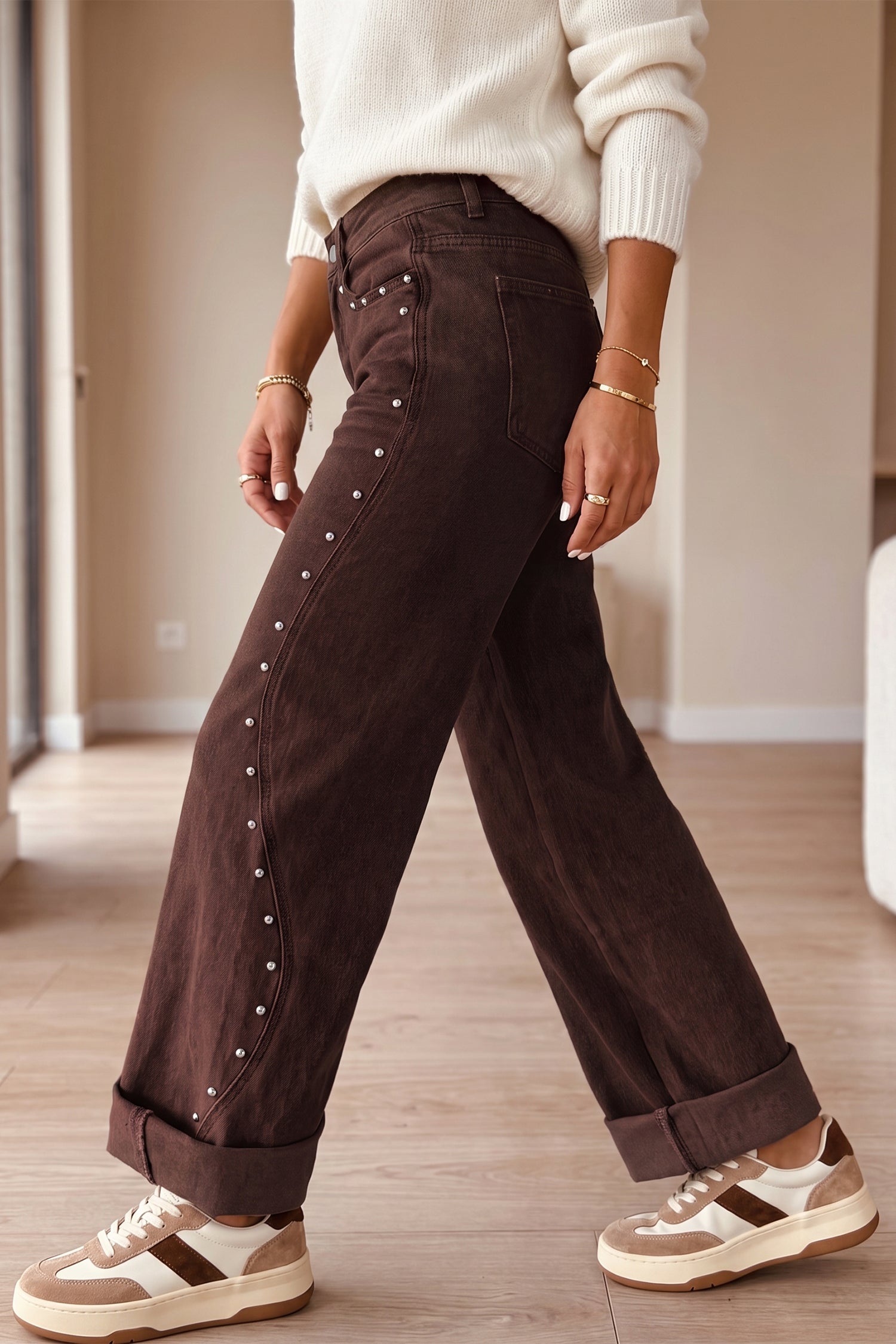 PRE-ORDER: Rivet Detail Ankle Jeans