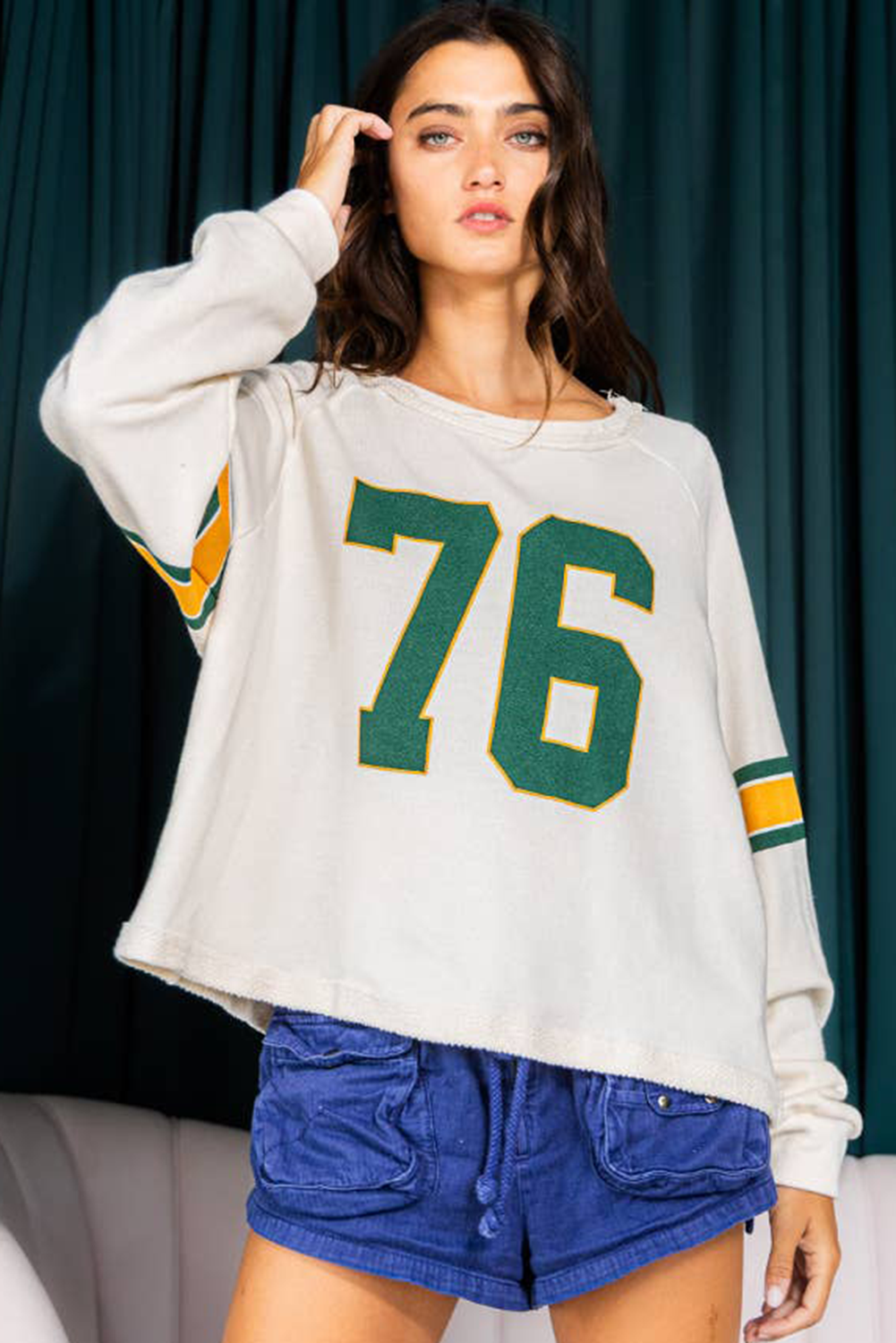 Number 76 Printed Retro Long Sleeve Top