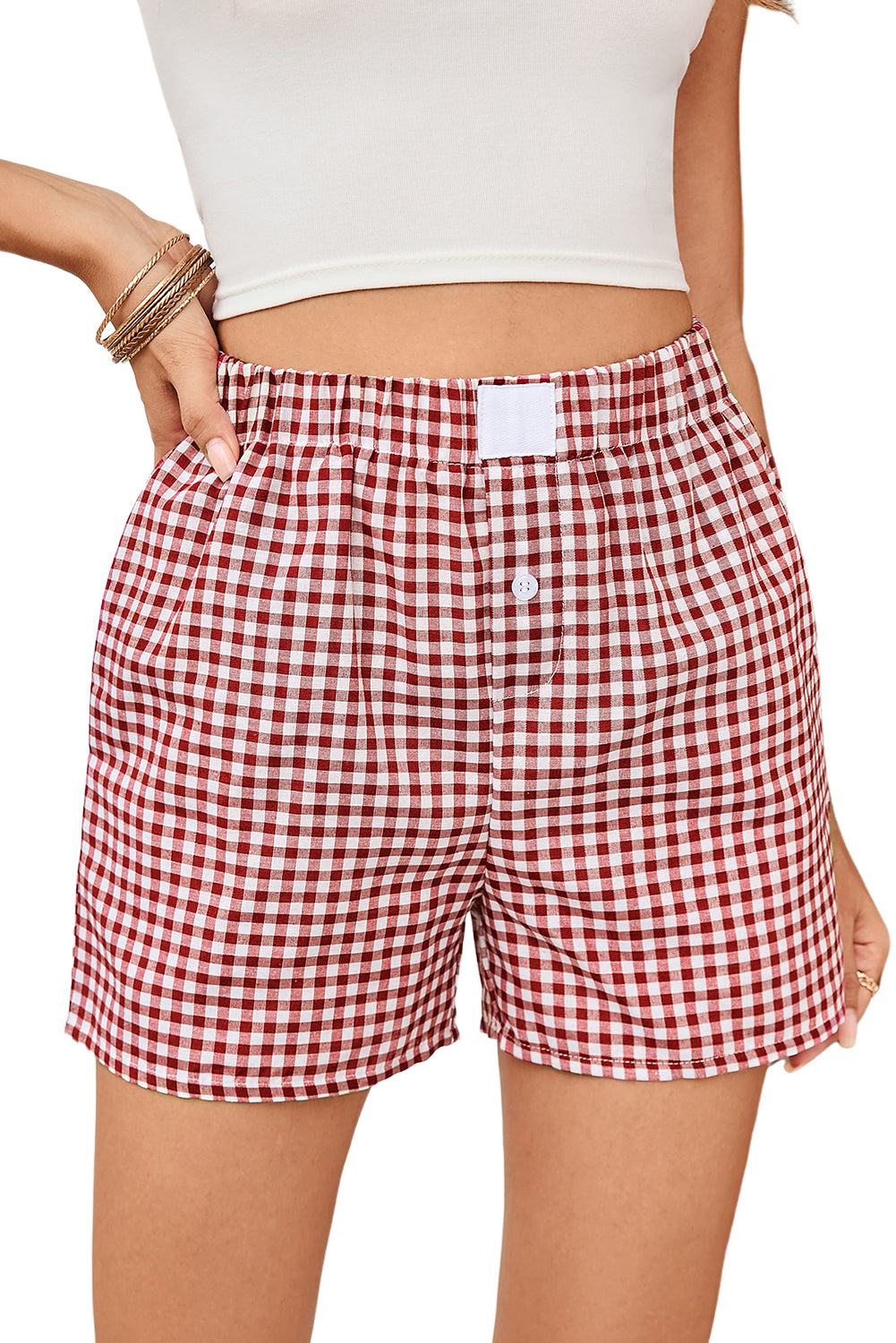 Vintage Plaid High Waisted Wide Leg Shorts
