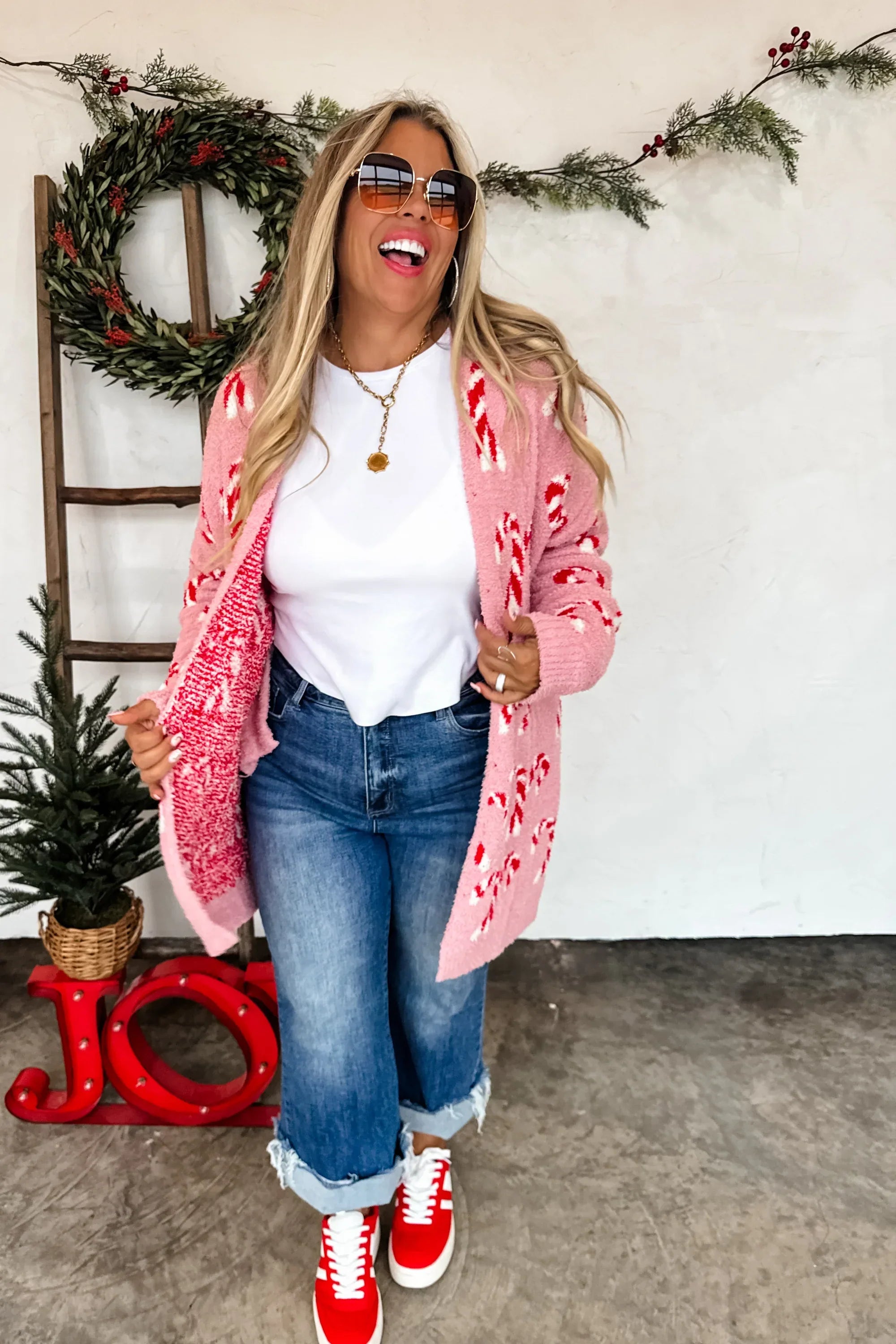 PRE-ORDER: Christmas Cloud Cardigan Candy Cane