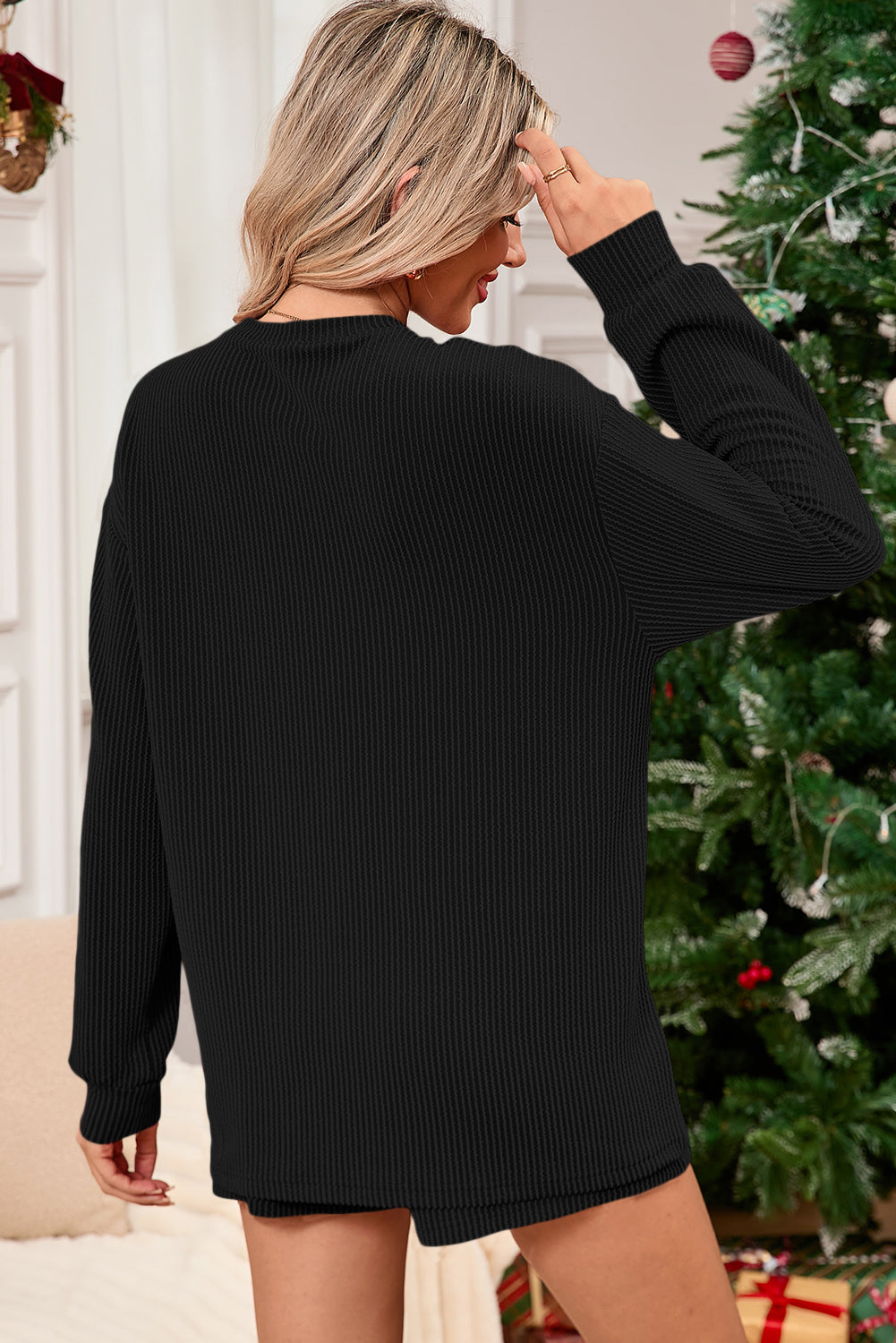 PRE-ORDER: Corded MERRY Long Sleeve Top and Shorts Pajama Set