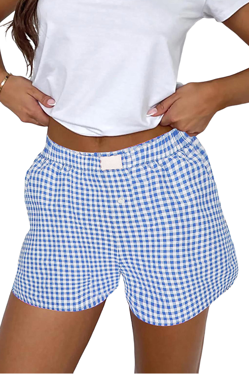 Vintage Plaid High Waisted Wide Leg Shorts