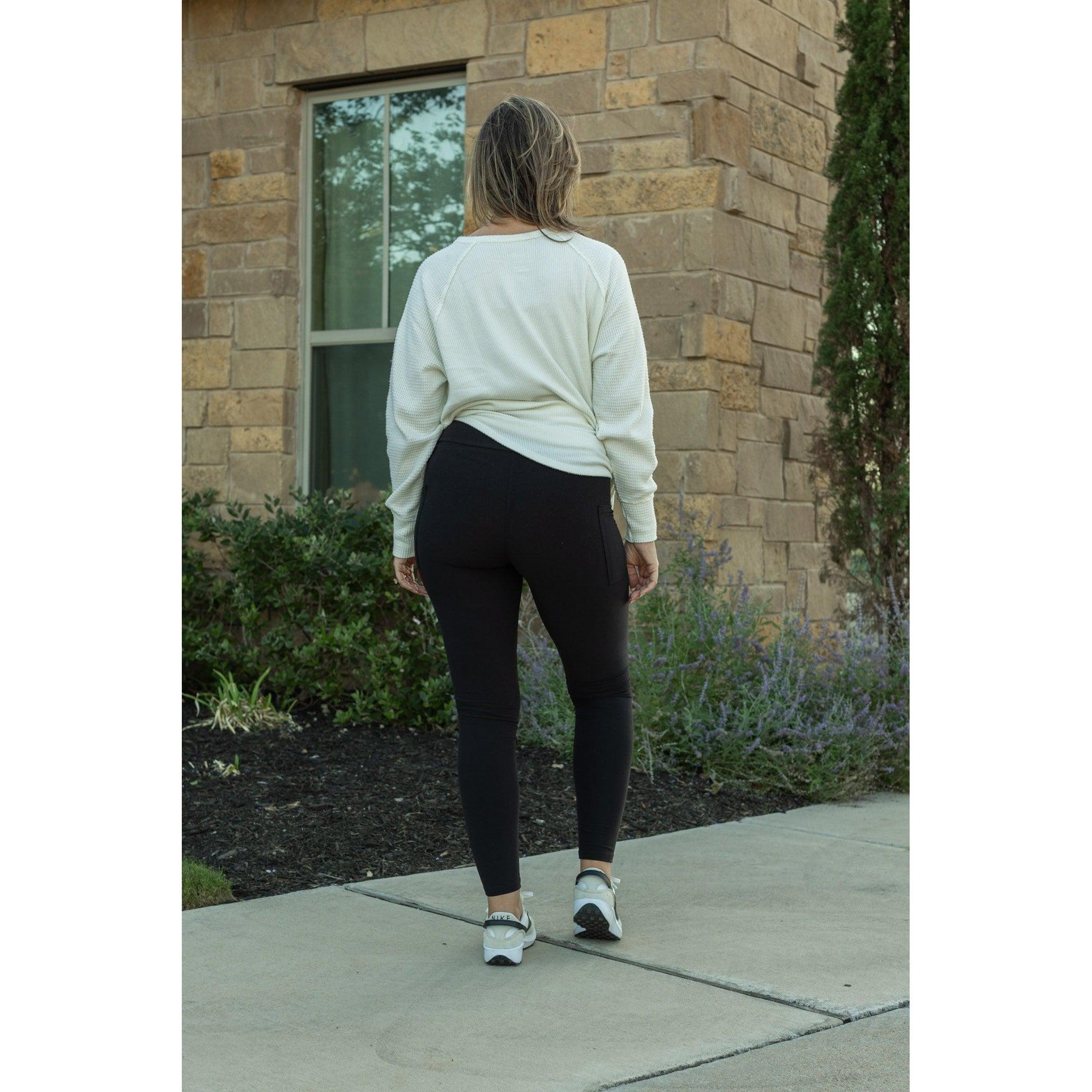 The Lilla - Black FLEECE Full Length Leggings with Pockets
