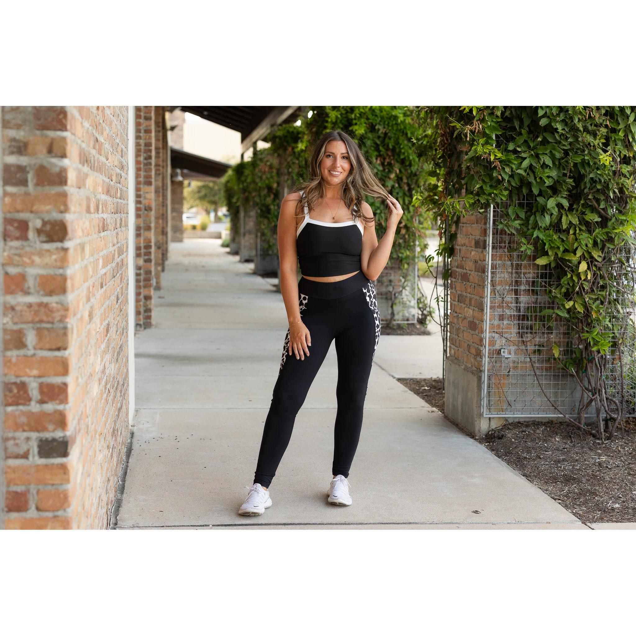 The Carolina - Cow Print Panel Leggings