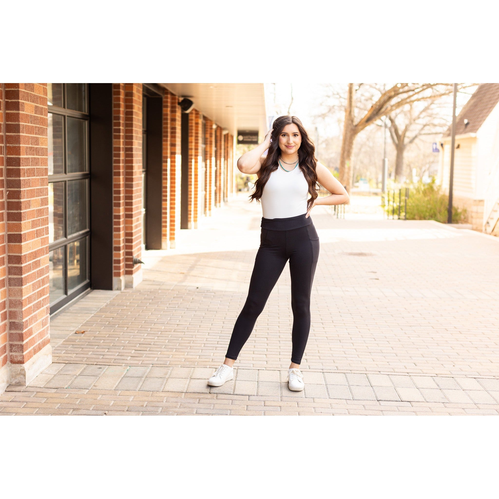 Julia Rose Sleek Pocket full length leggings with pockets high-waisted women’s leggings
