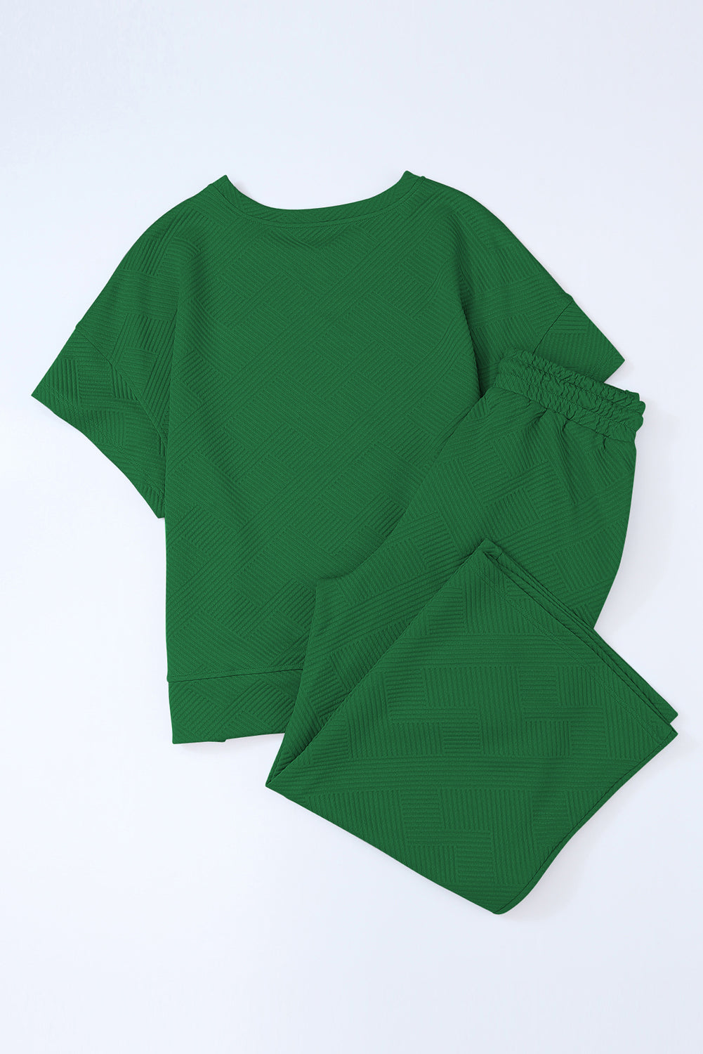 Textured Loose Fit Tee and Pants Set
