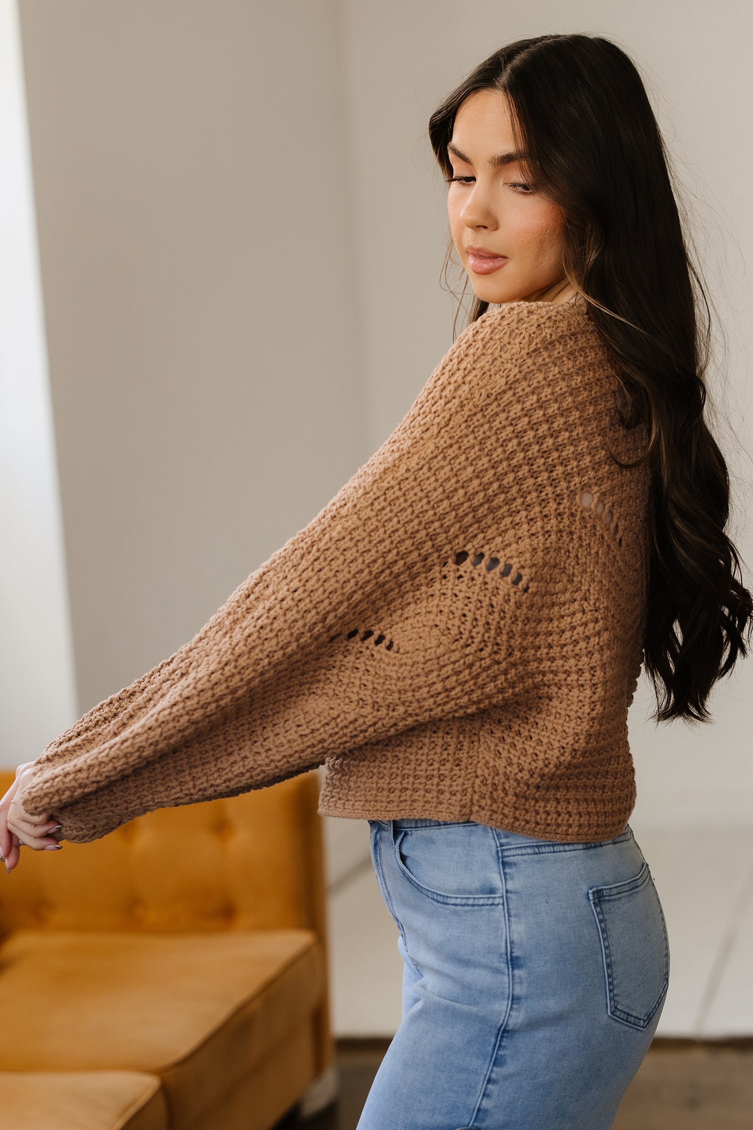 PRE-ORDER: Hollowed Detail Wide Sleeve Loose Pullover Sweater