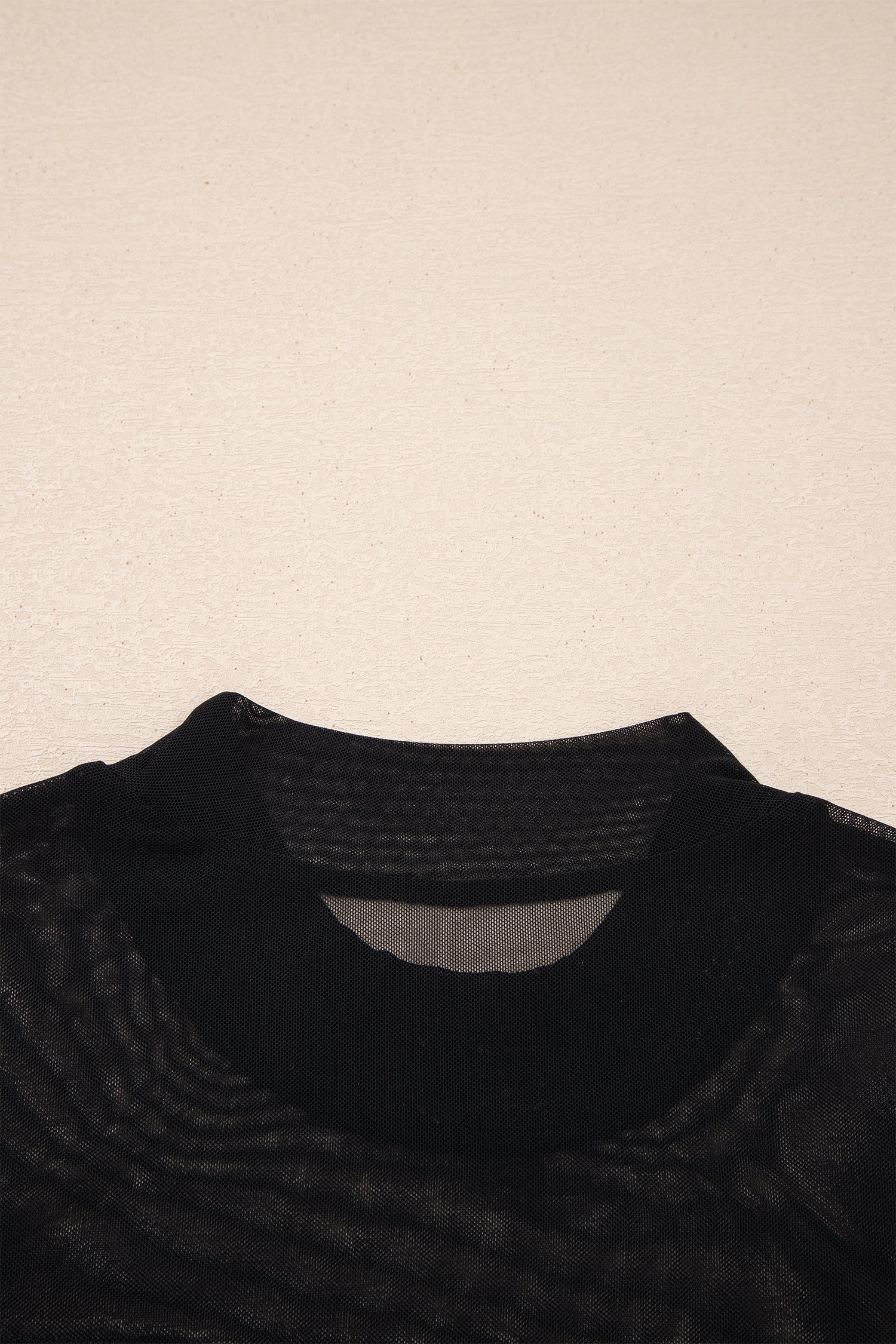 PRE-ORDER: Black Sheer Mesh Patchwork Cap Sleeve Tee