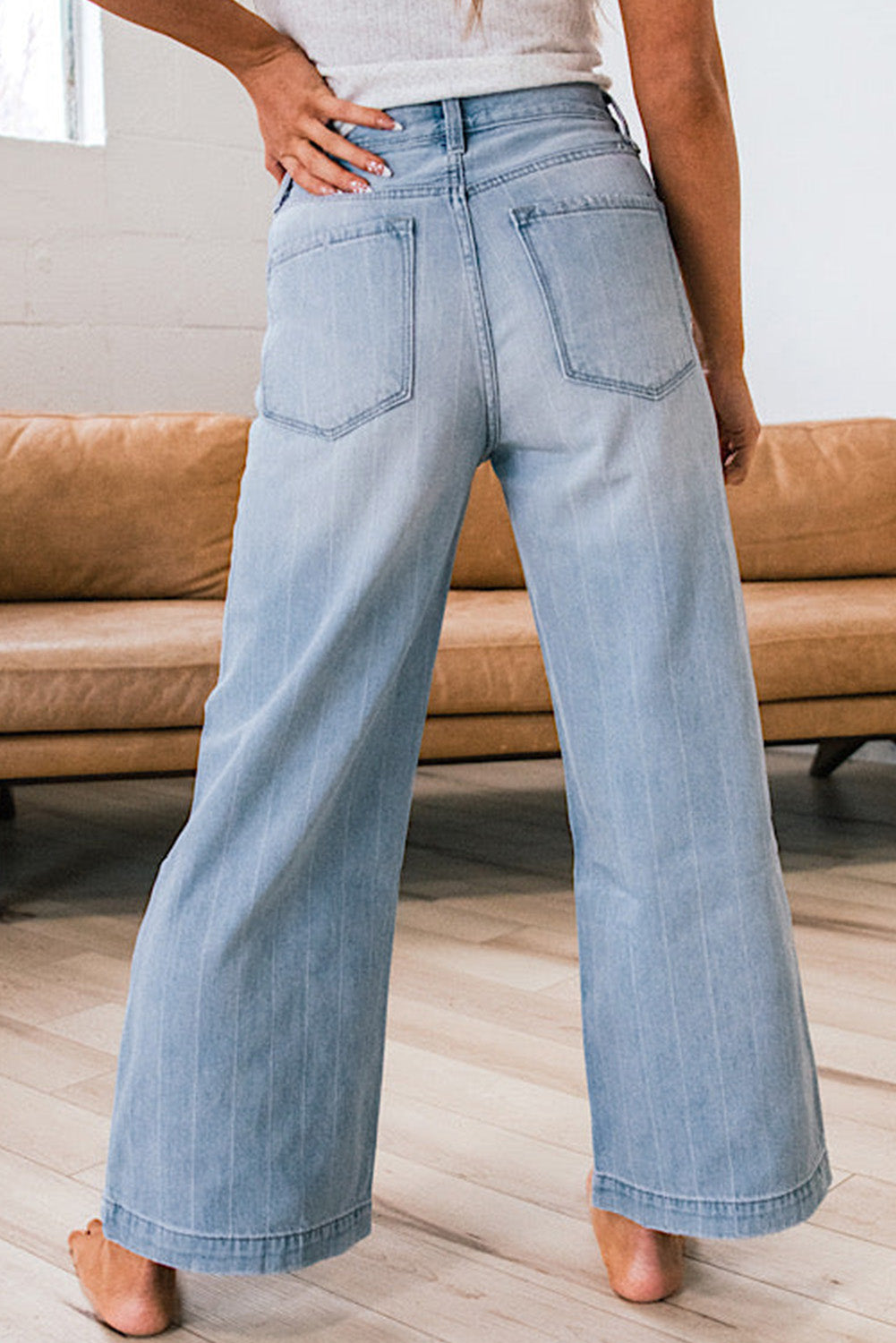 PRE-ORDER: Beau Blue Multi Buttoned Wide Leg Jeans