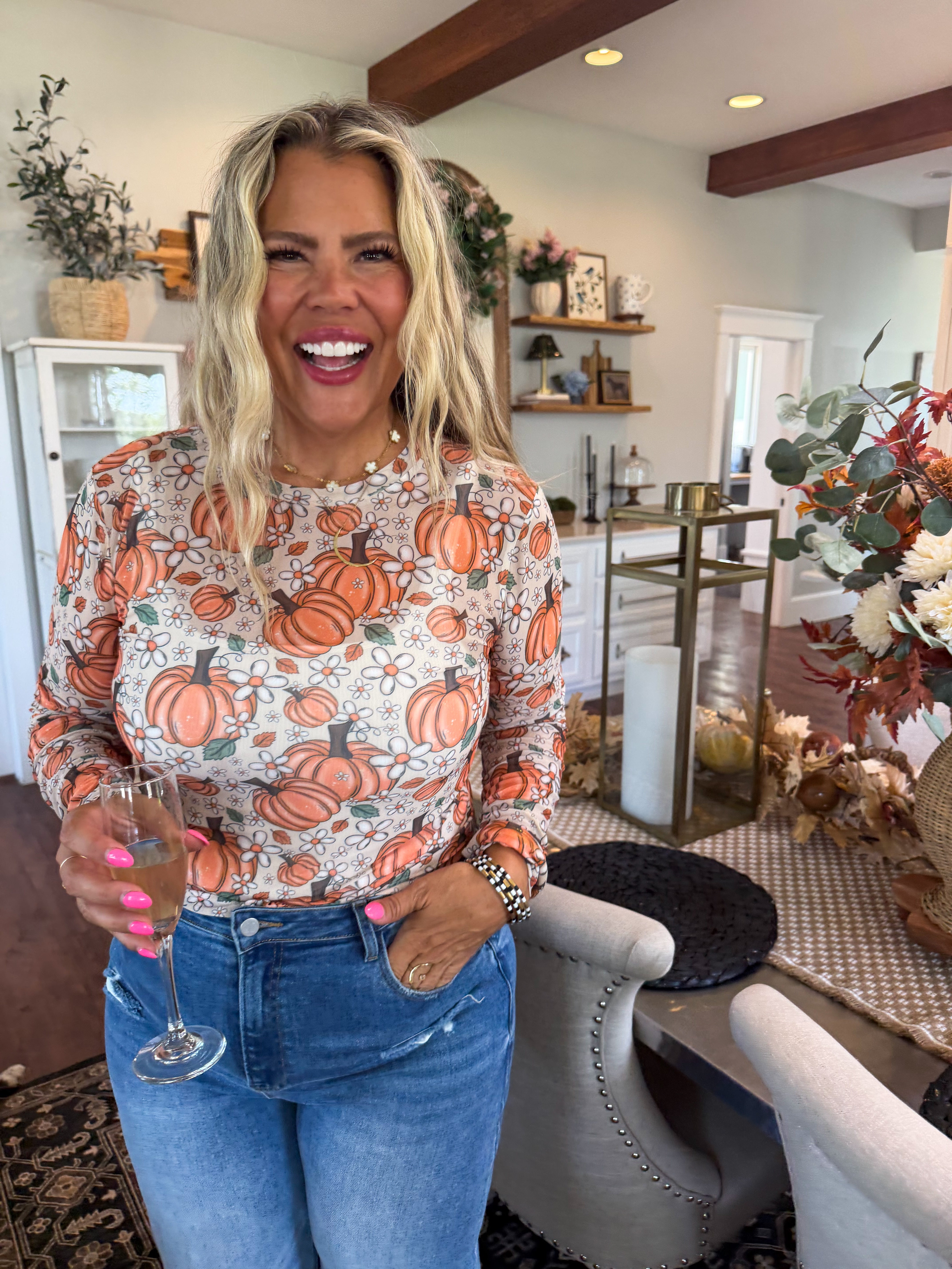 PRE-ORDER: HARVEST BLOOM MESH TOP