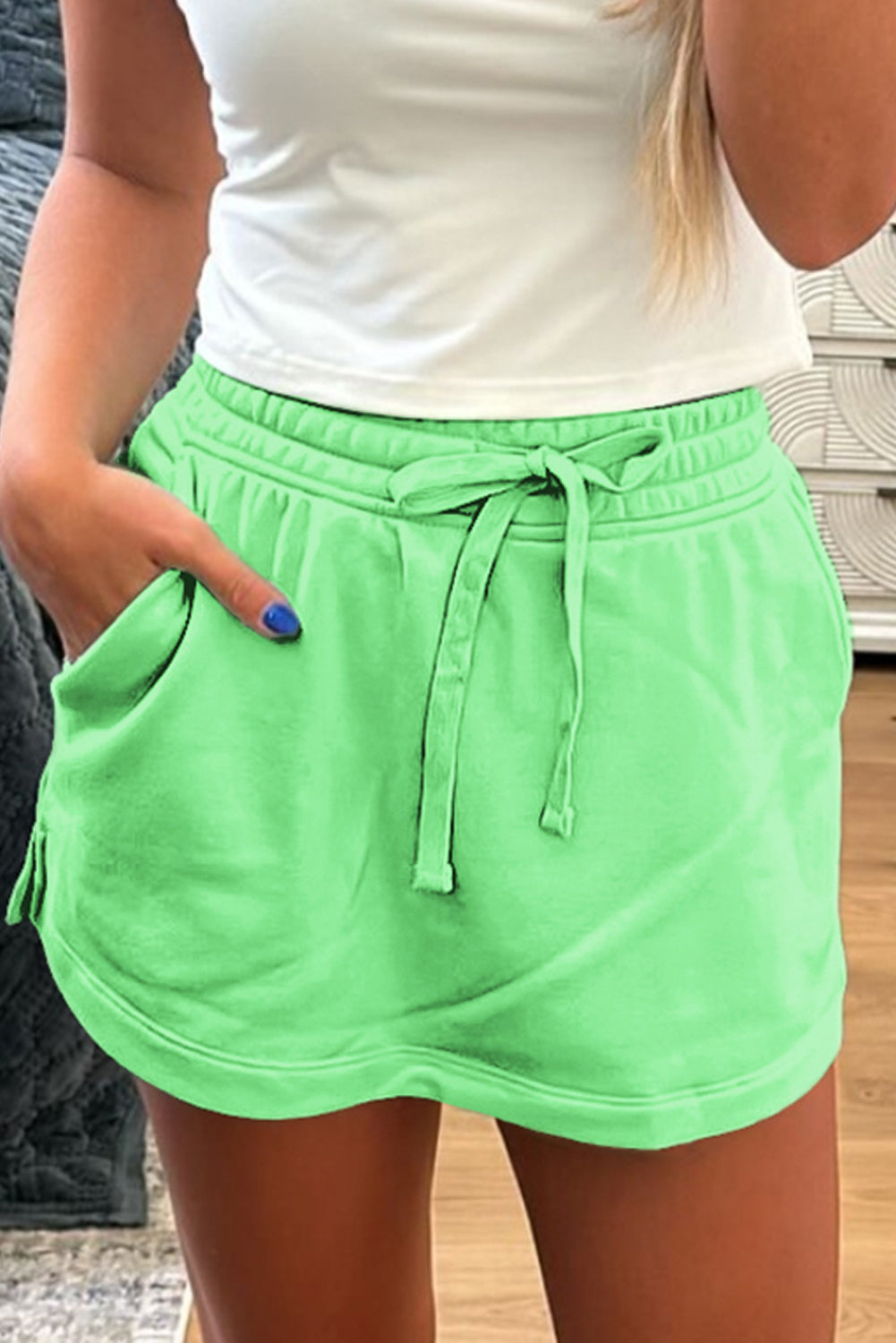 French Terry Drawstring Mini Skort with Pockets