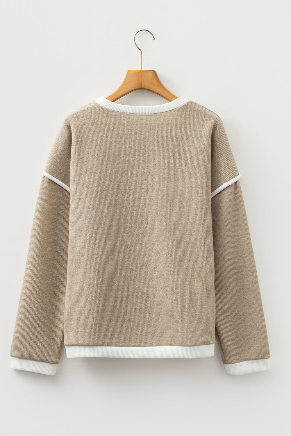 Contrast Color Trim Knit Drop Shoulder Loose Top
