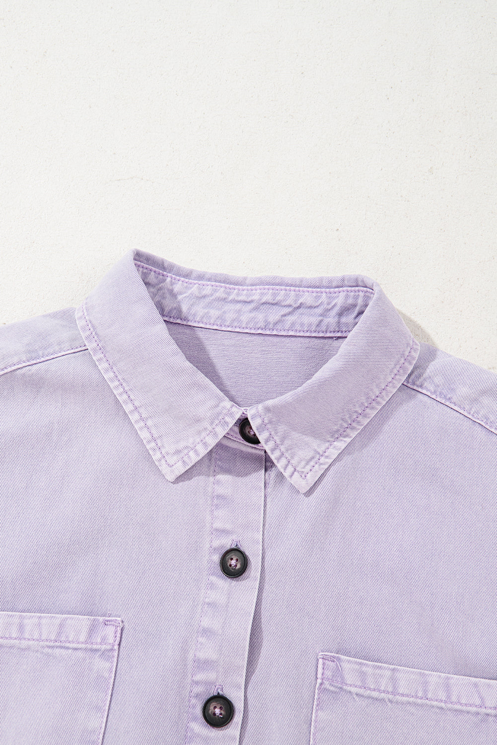 PRE-ORDER: Orchid Petal Double Chest Pocket Denim Shirt Dress