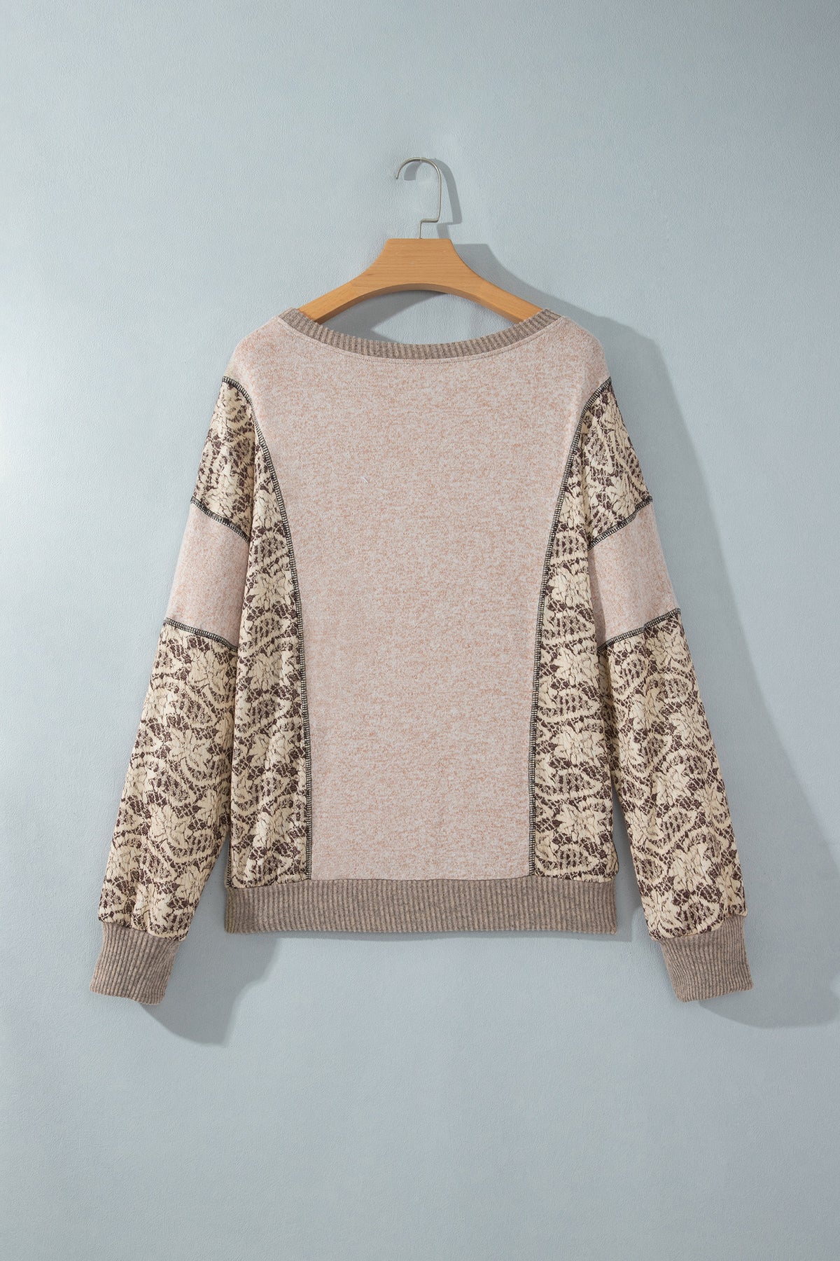 PRE-ORDER: Khaki Floral Print Round Neck Long Sleeve Shift Top