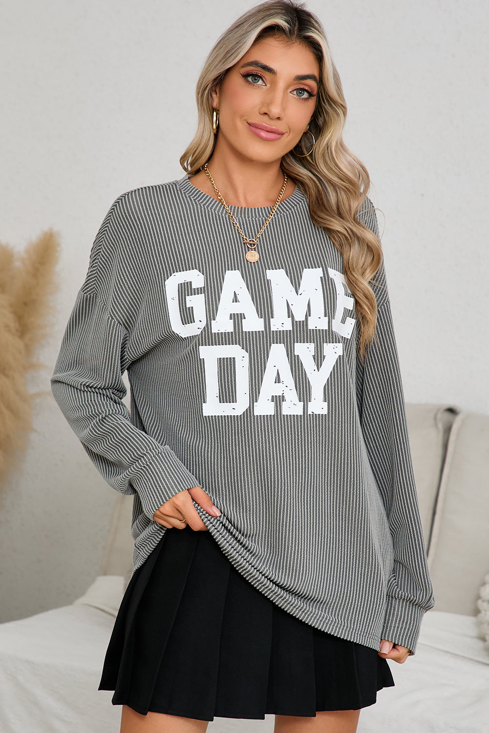 Corded GAME DAY Graphic Long Sleeve Top