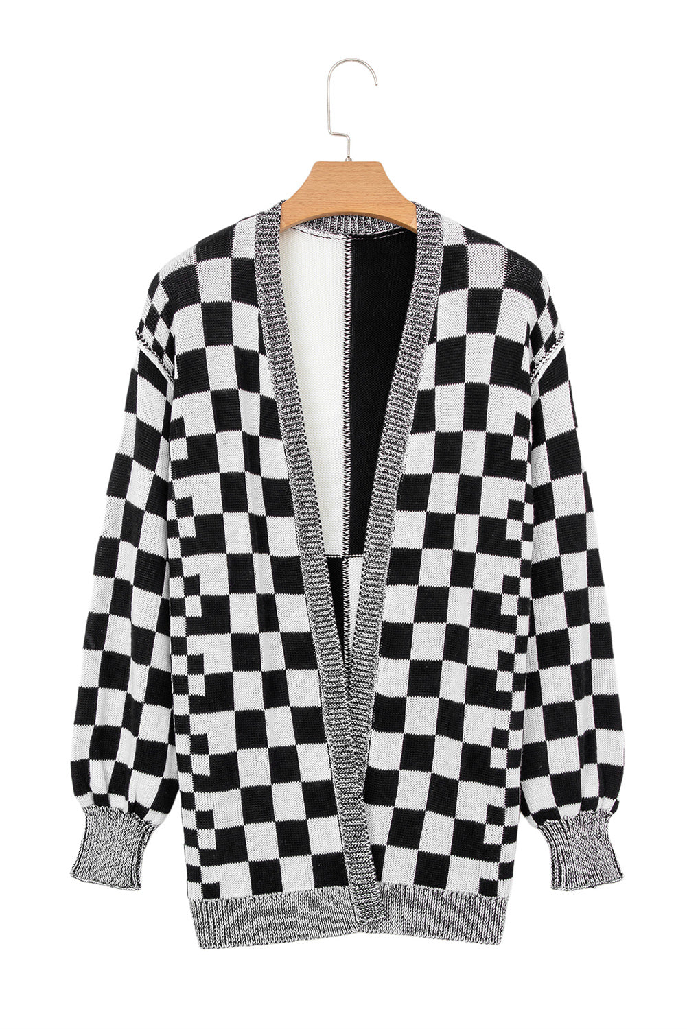 PRE-ORDER: Checkered Drop Shoulder Cardigan