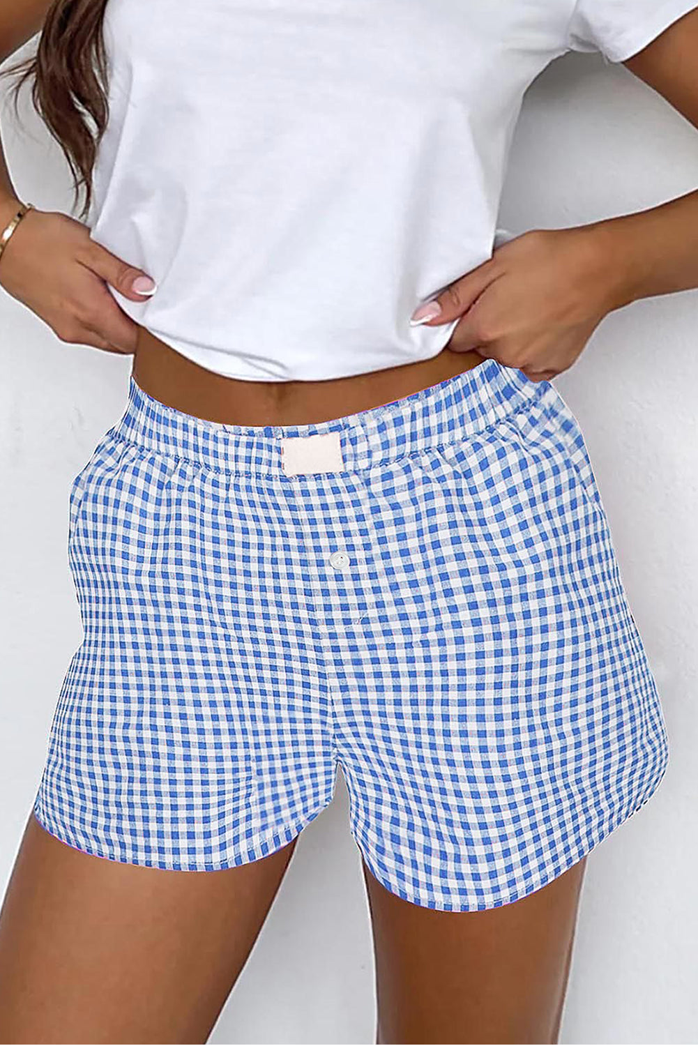 Vintage Plaid High Waisted Wide Leg Shorts