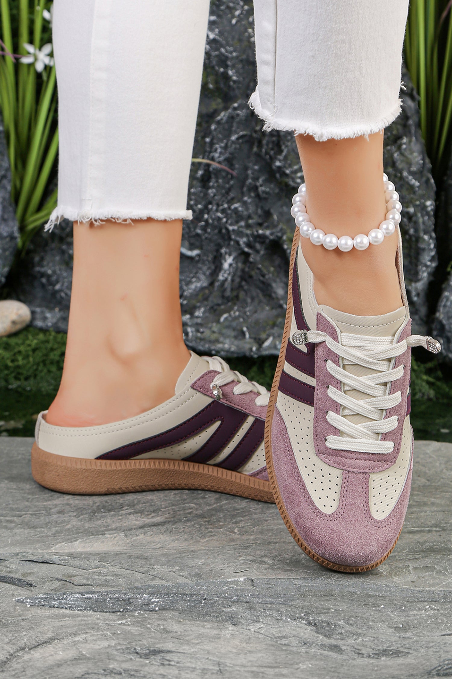 PRE-ORDER: Pink PU Leather Patchwork Color Pop Sneakers