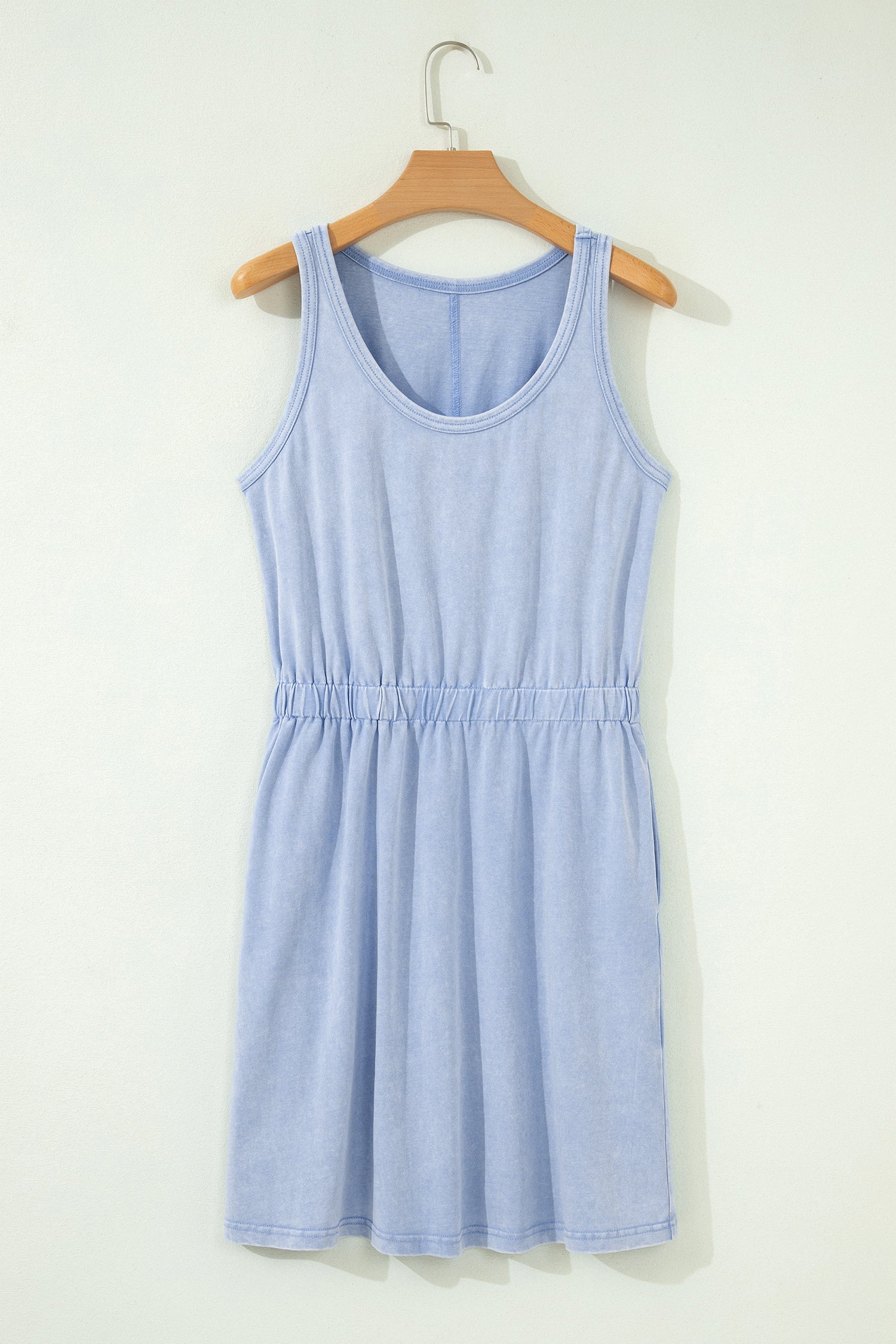 PRE-ORDER: Mineral Wash Elastic Waist Sleeveless Mini Dress