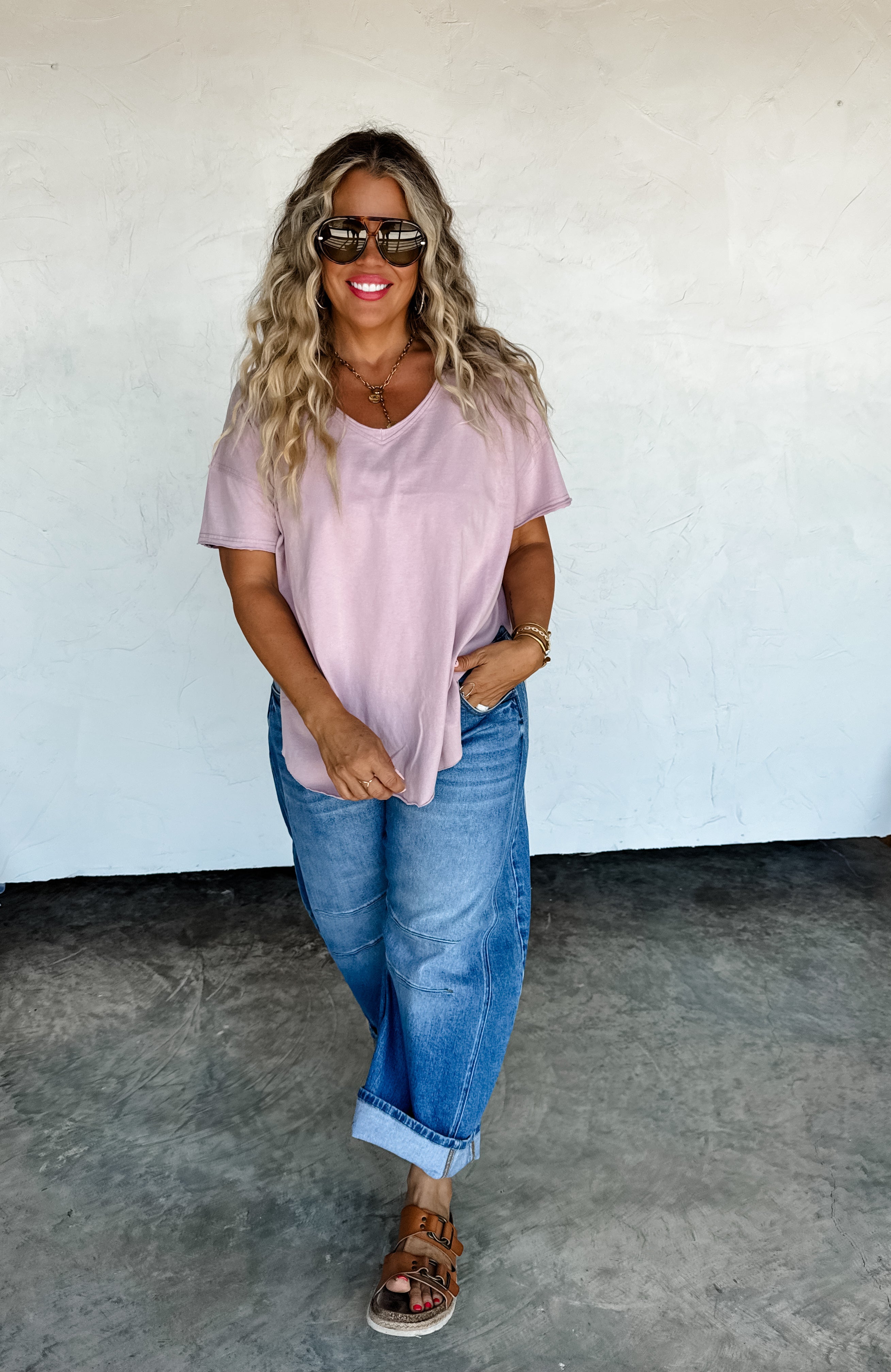 PRE-ORDER: JOEY VNECK WASHED COTTON BOYFRIEND TEE