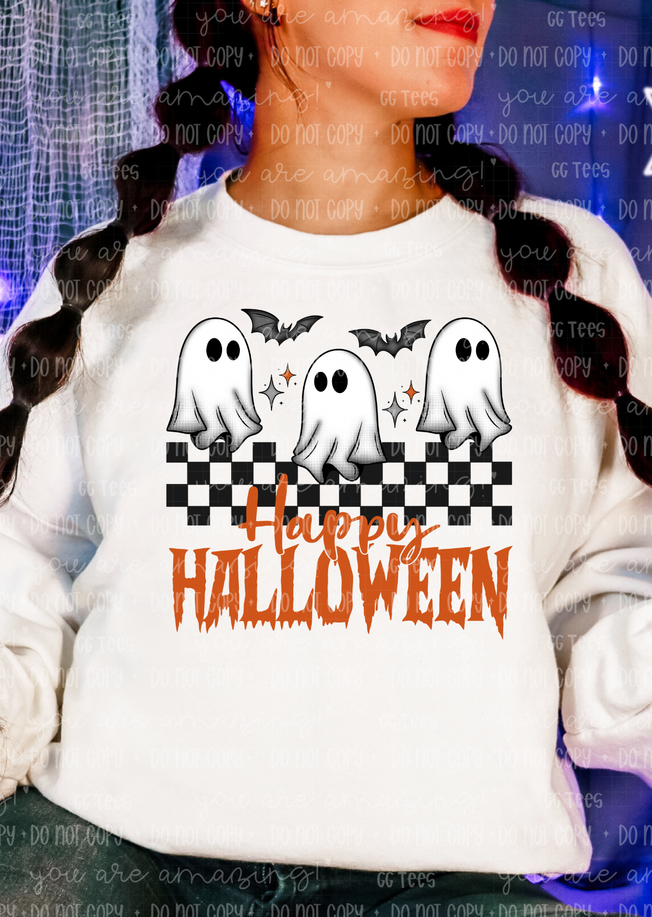 Boo Crew Checkered Happy Halloween Tee