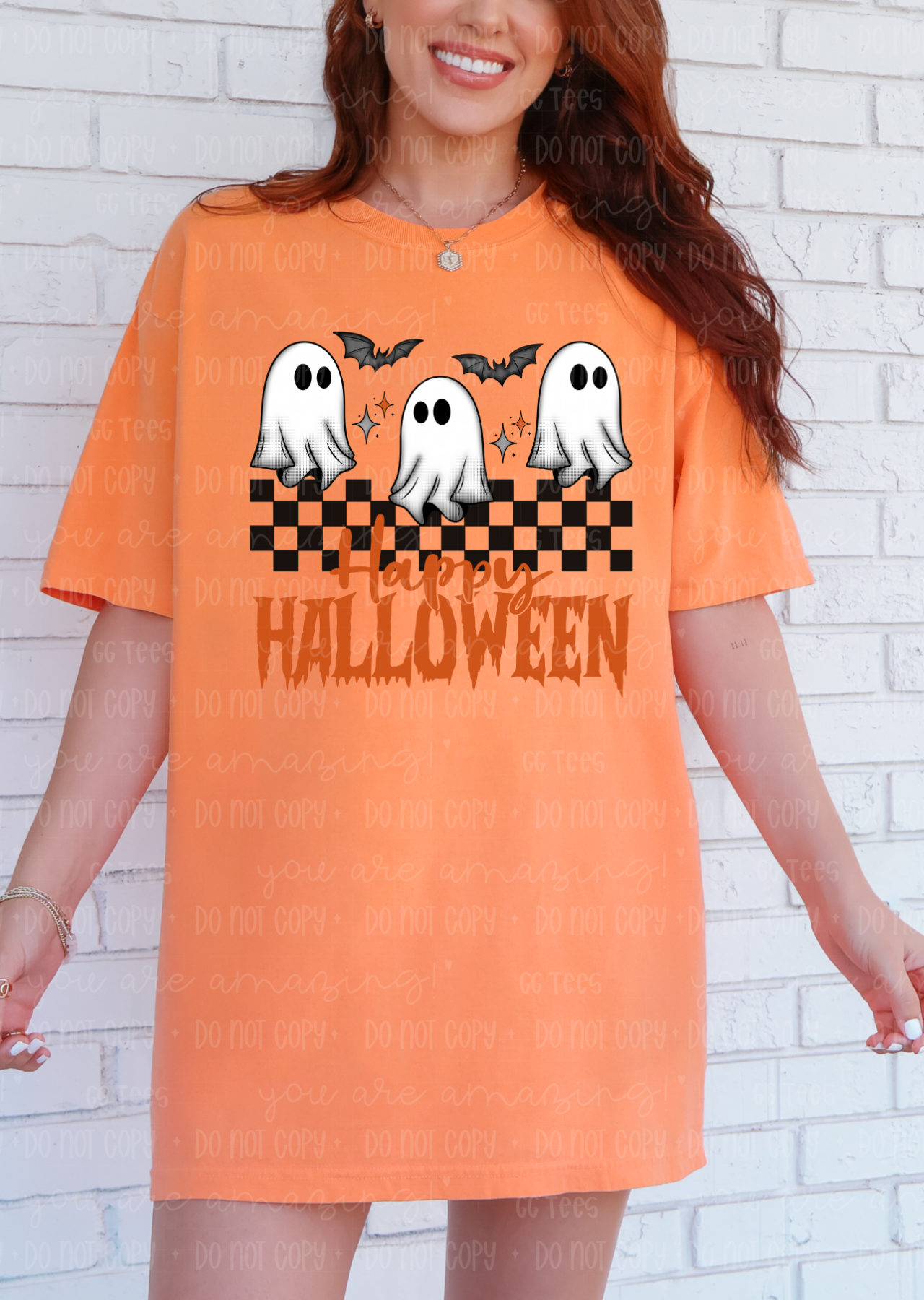 Boo Crew Checkered Happy Halloween Tee