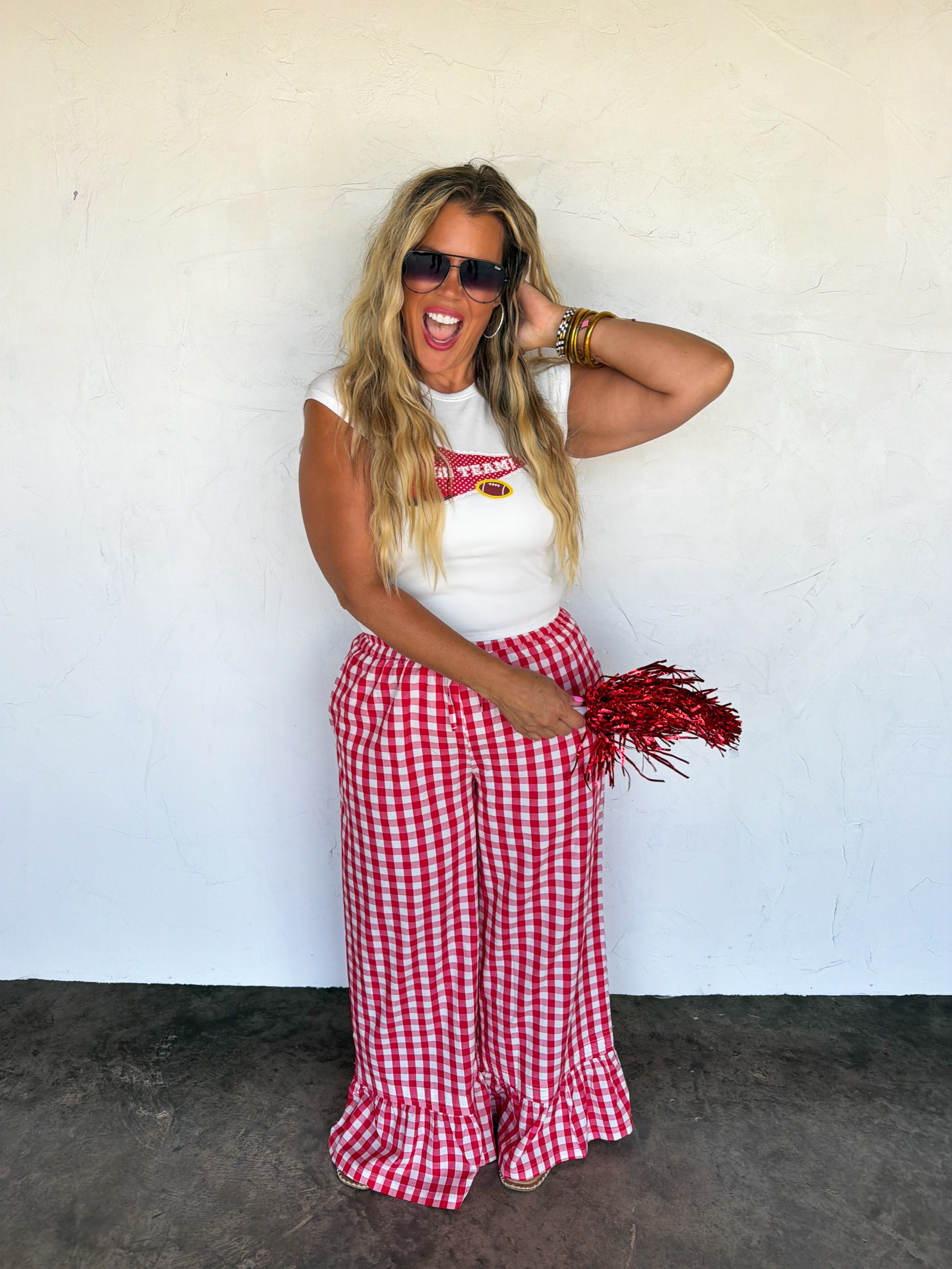 PRE-ORDER: DIXIE GINGHAM RUFFLE PANTS
