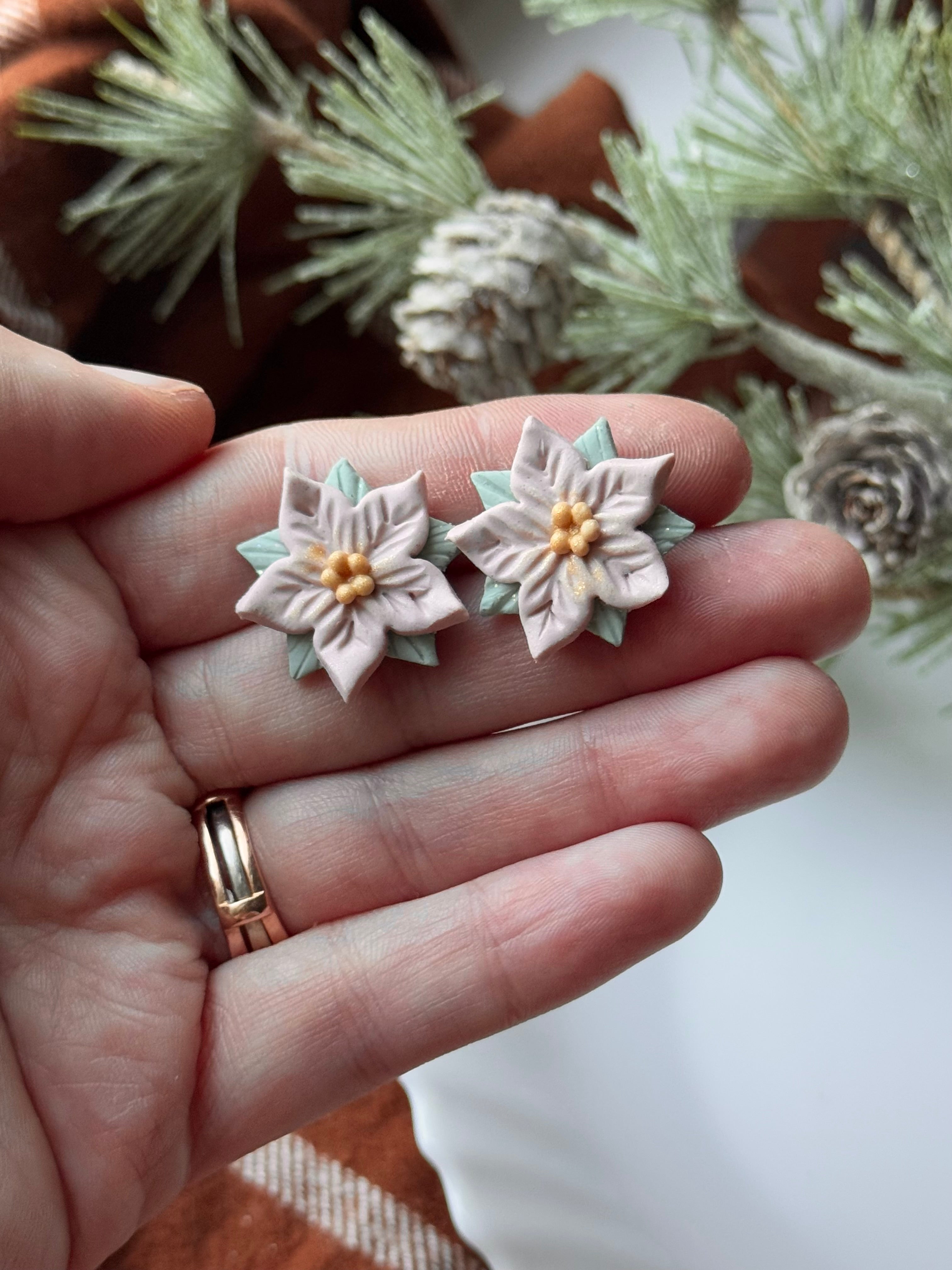 Pink Sugar Poinsettia Studs
