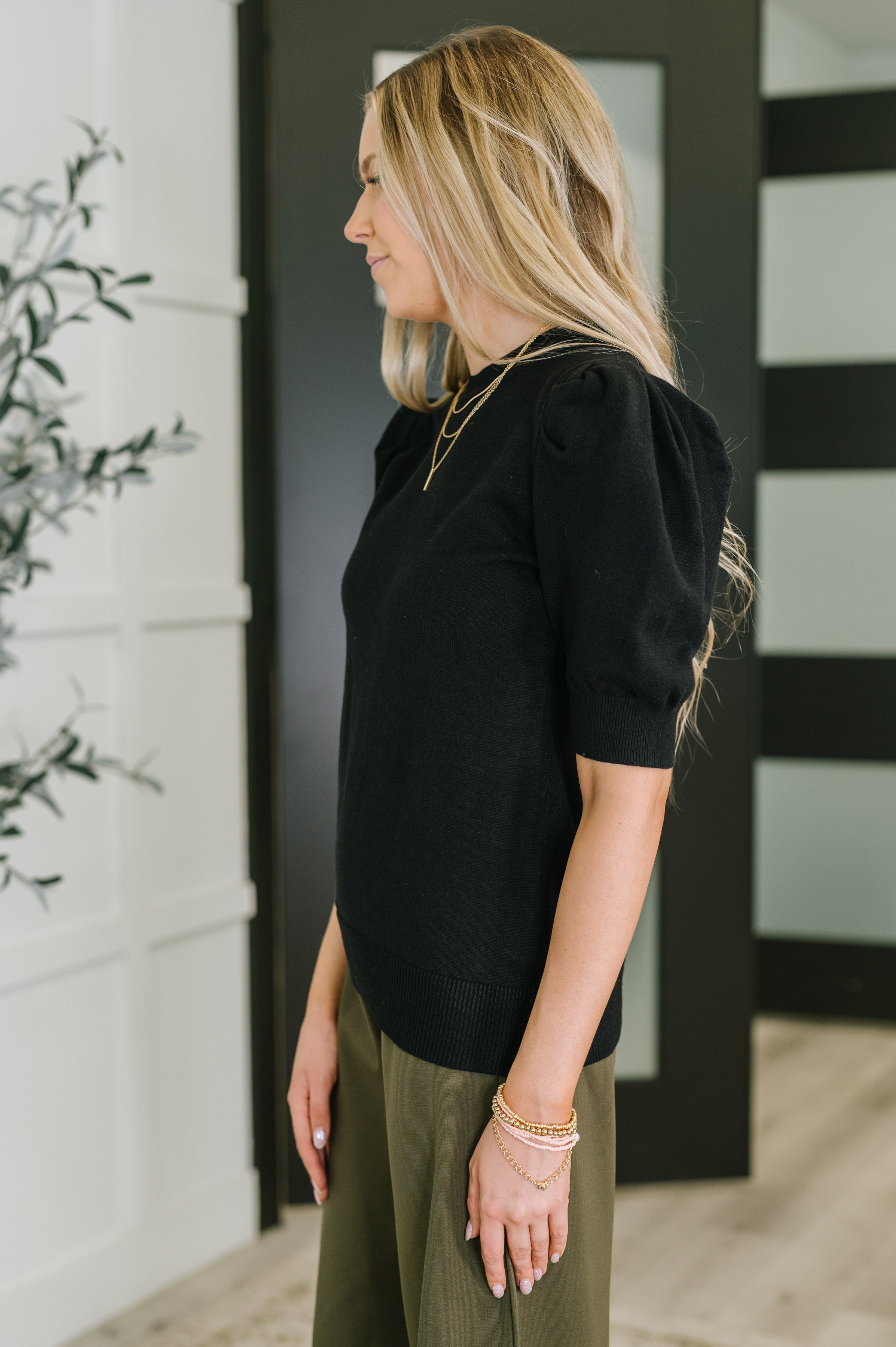 Casually Classy Puff Sleeve Blouse in Black