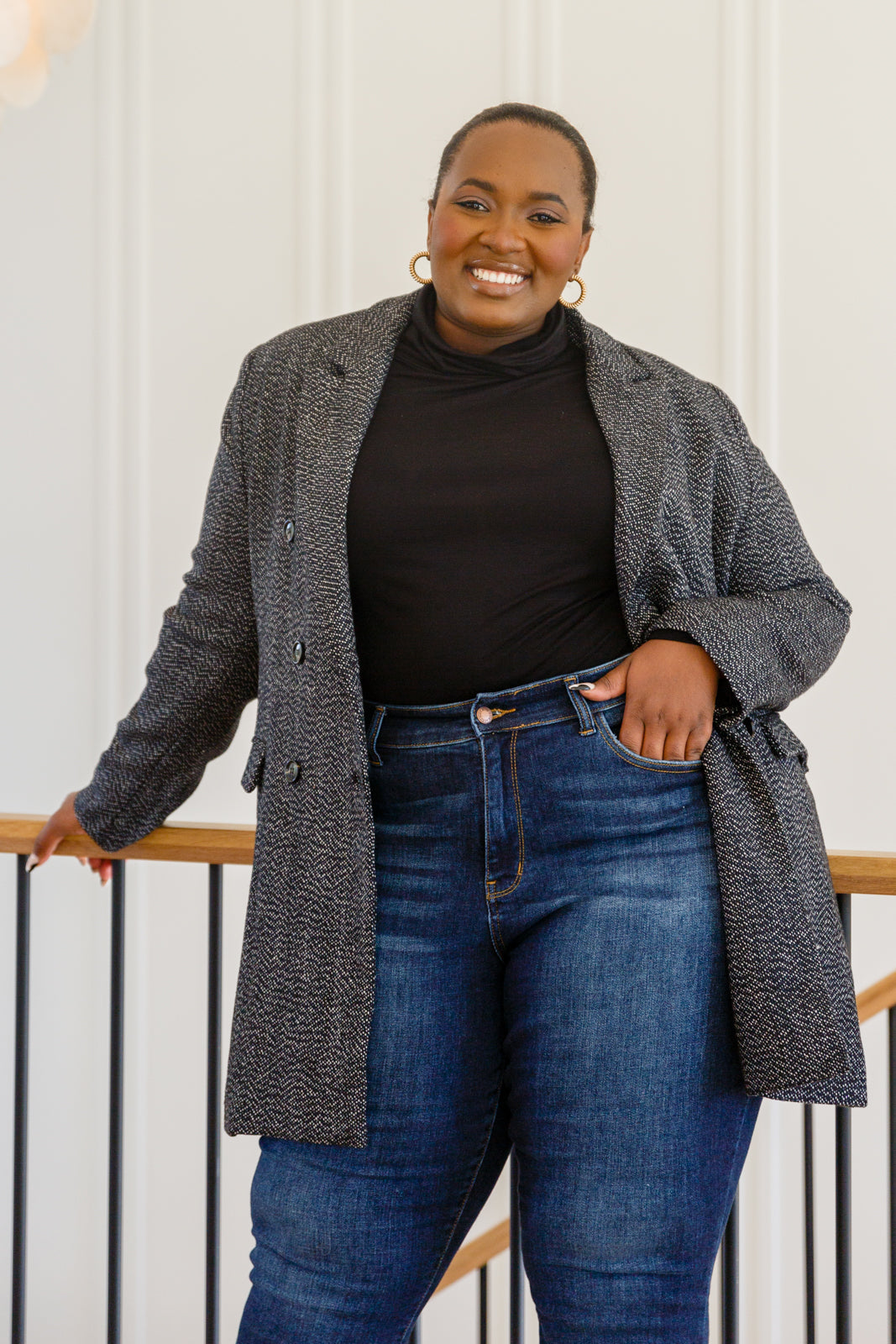 Chic Upon Arrival Button Down Blazer Jacket