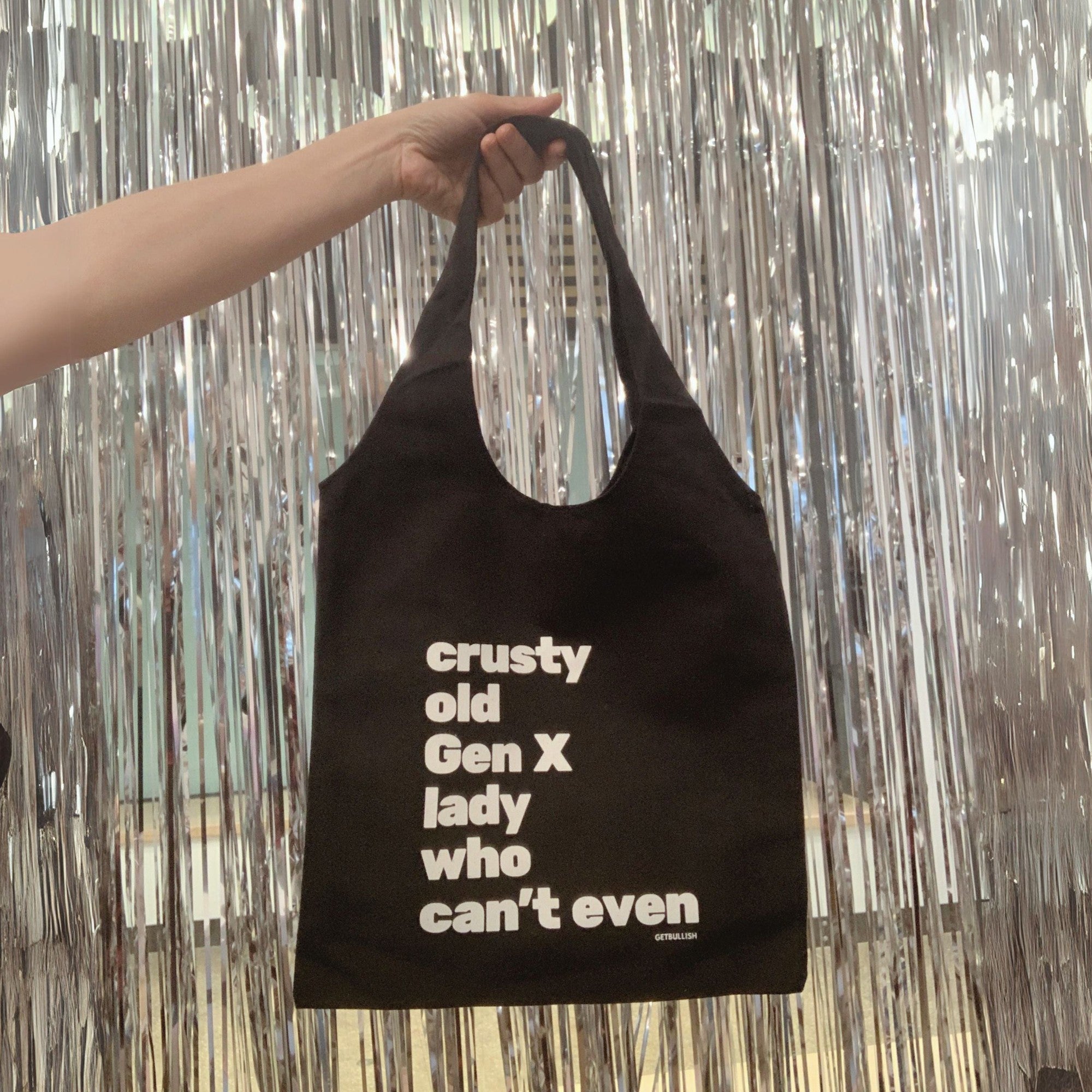 Crusty Old Gen X Lady Who Can't Even Keychain and Tote Bag Bundle