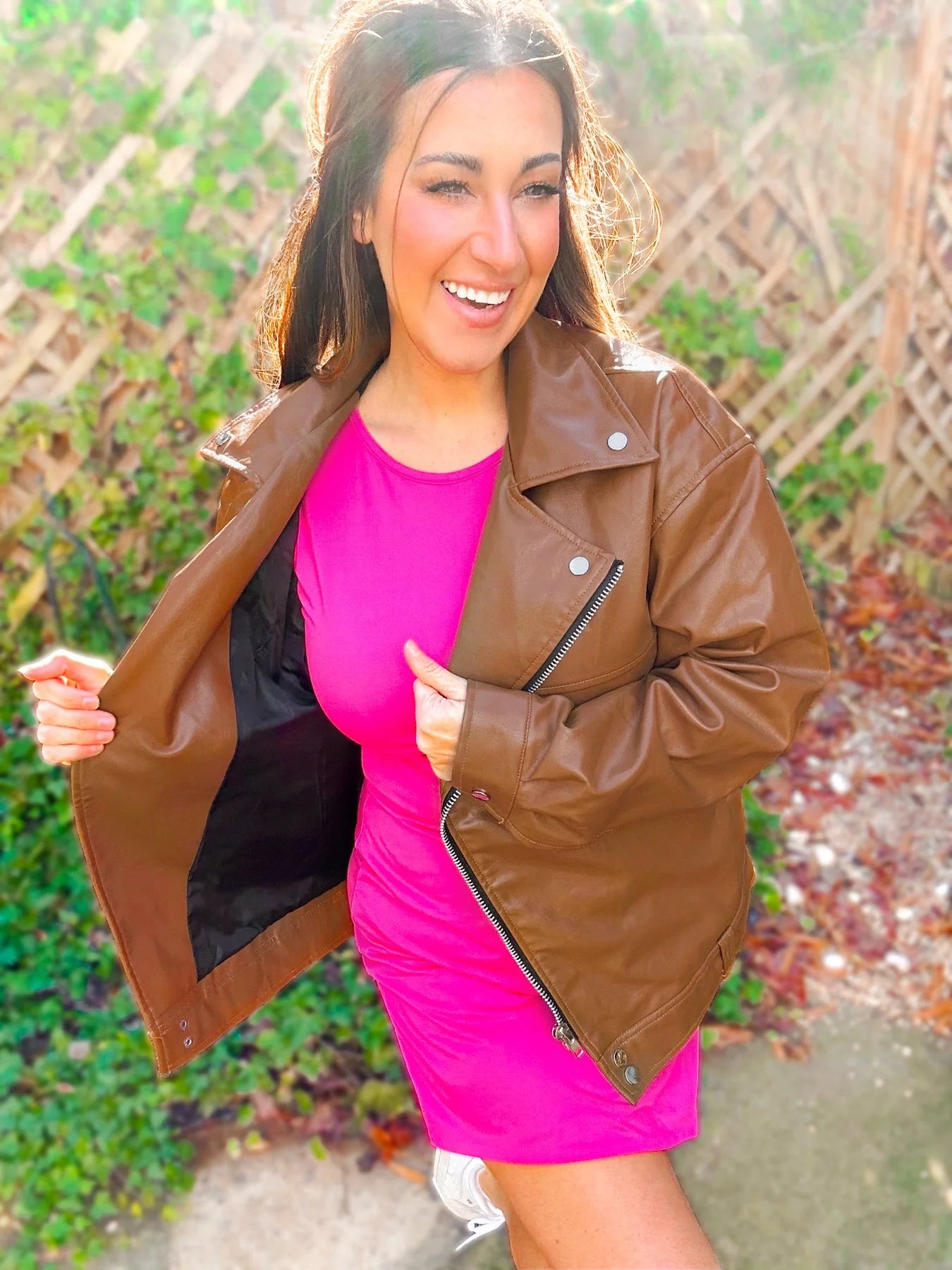 Ollie Oversized Vegan Leather Biker Jacket