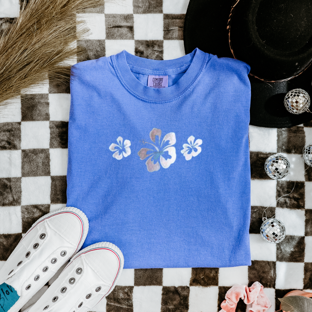 Hibiscus embroidery tee