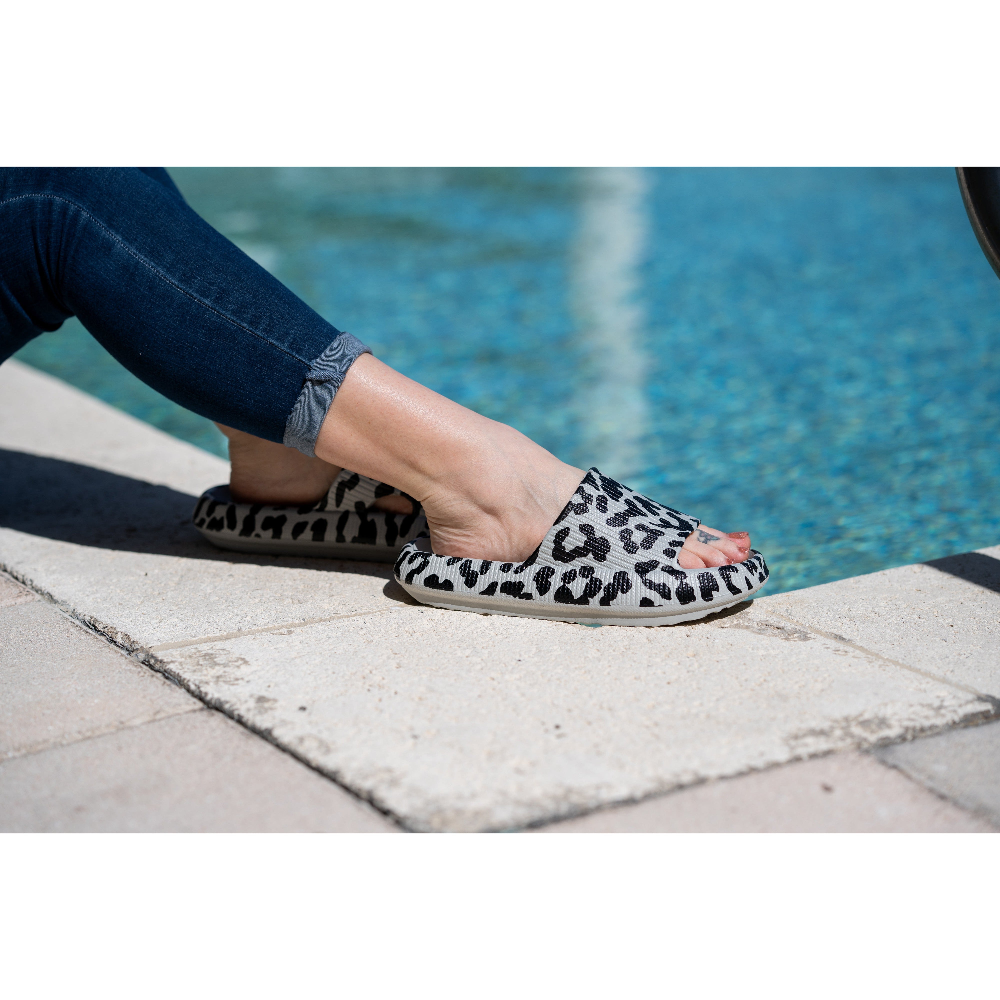 Gray Leopard Insanely Comfy Casual Slides