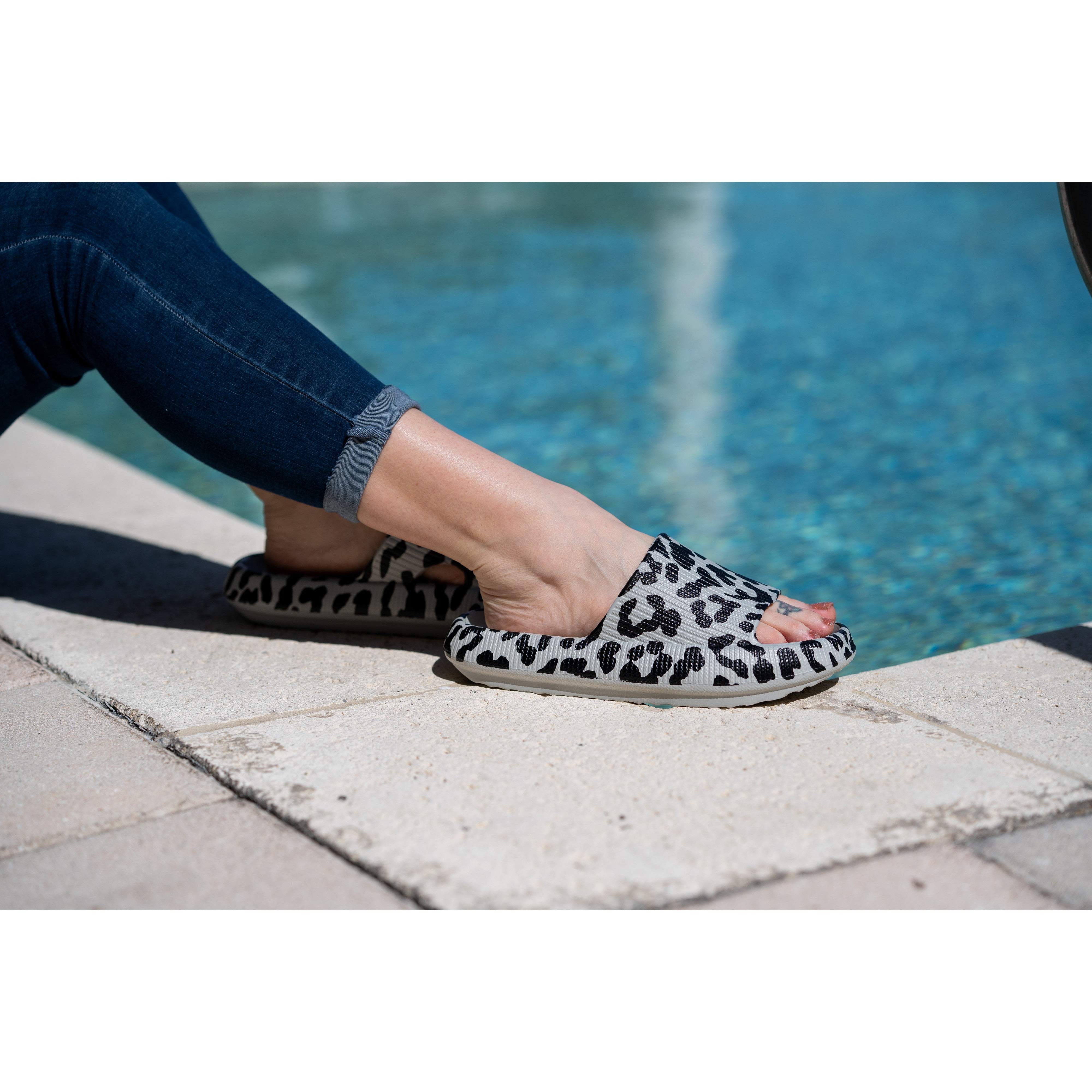 Gray Leopard Insanely Comfy Beach or Casual Slides